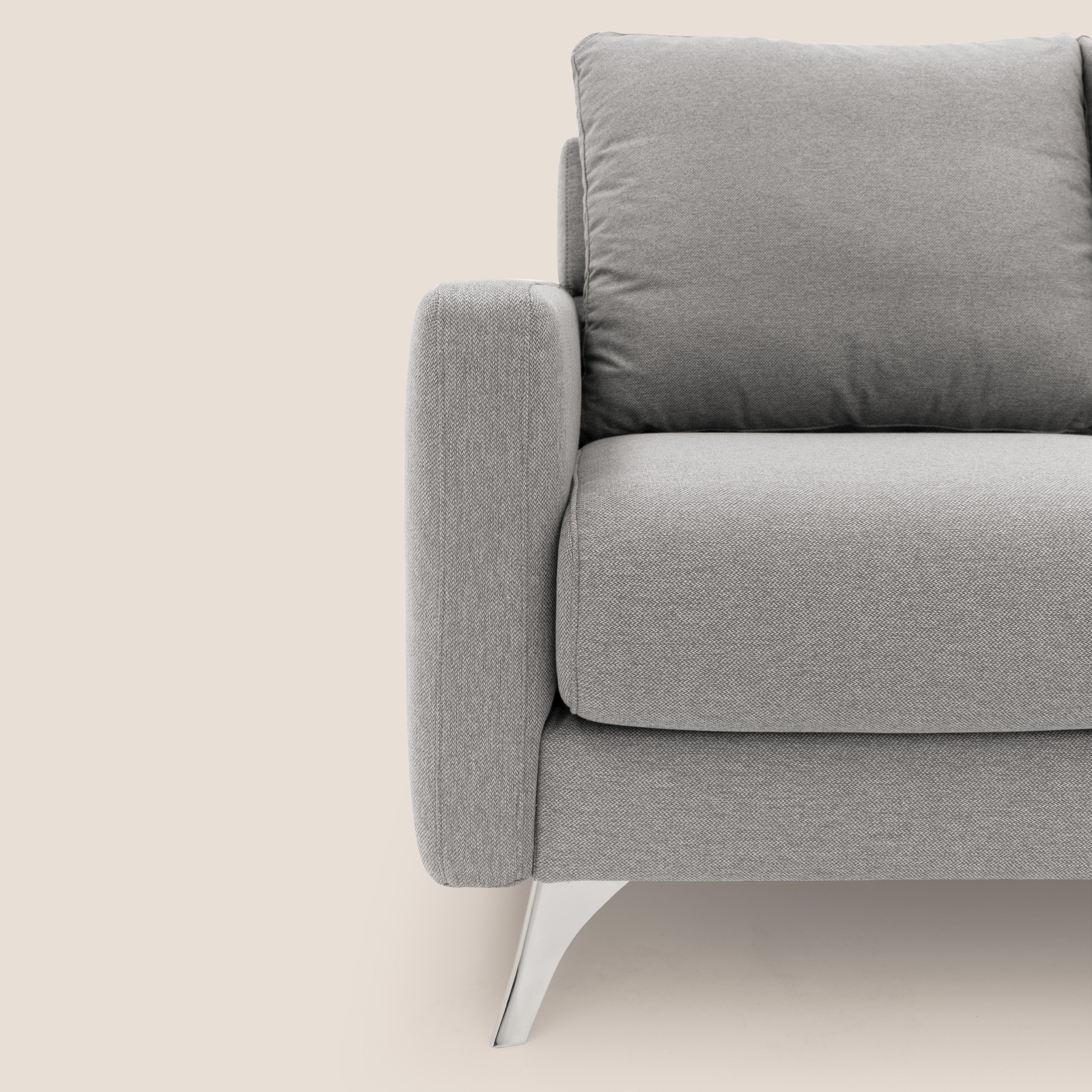 Klimt divano con 3 sedute allungabili e schienali in piuma d'oca in tessuto smacchiabile T05 grigio - divani.store