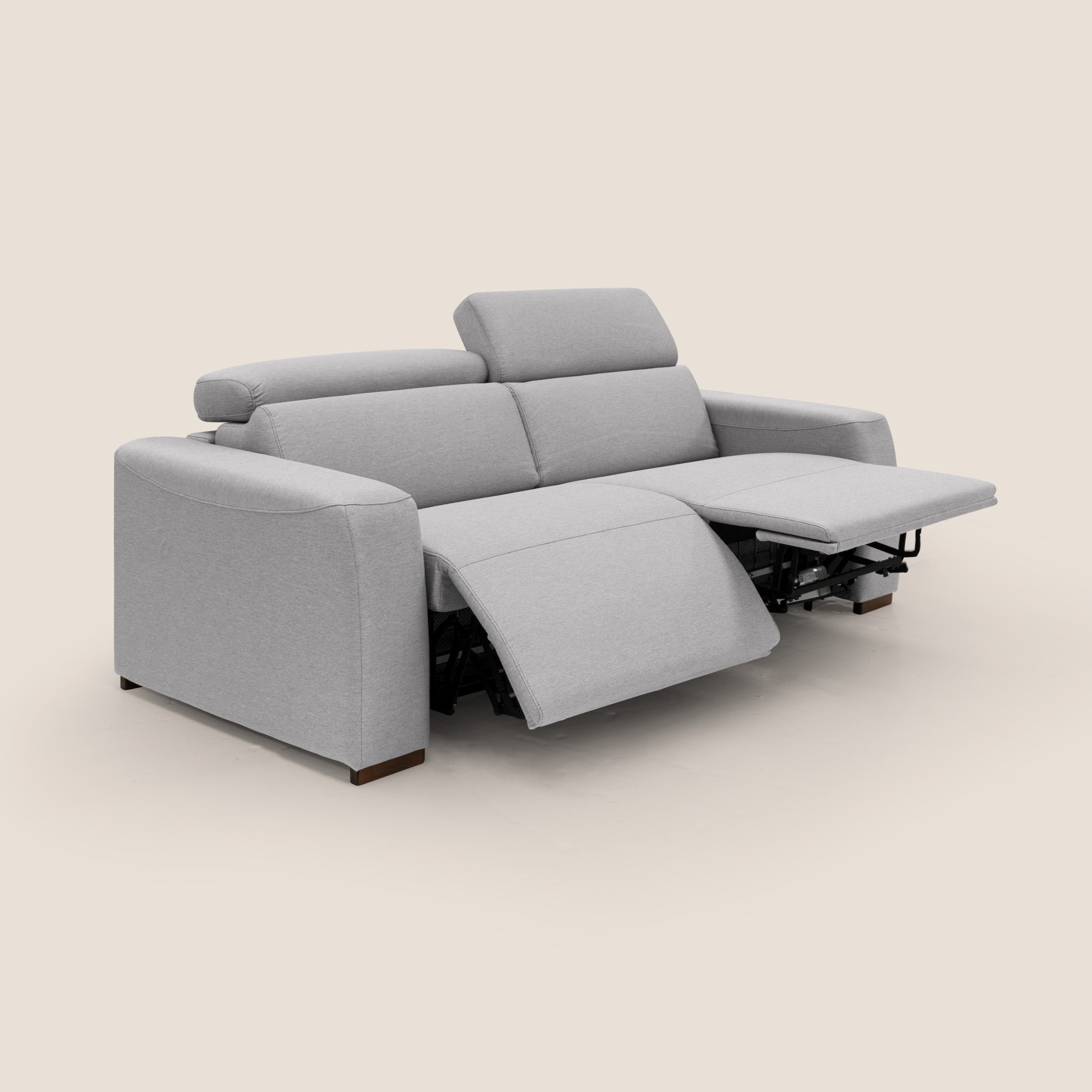 Poseidon divano letto + relax elettrico in tessuto smacchiabile impermeabile T05 grigio - divani.store