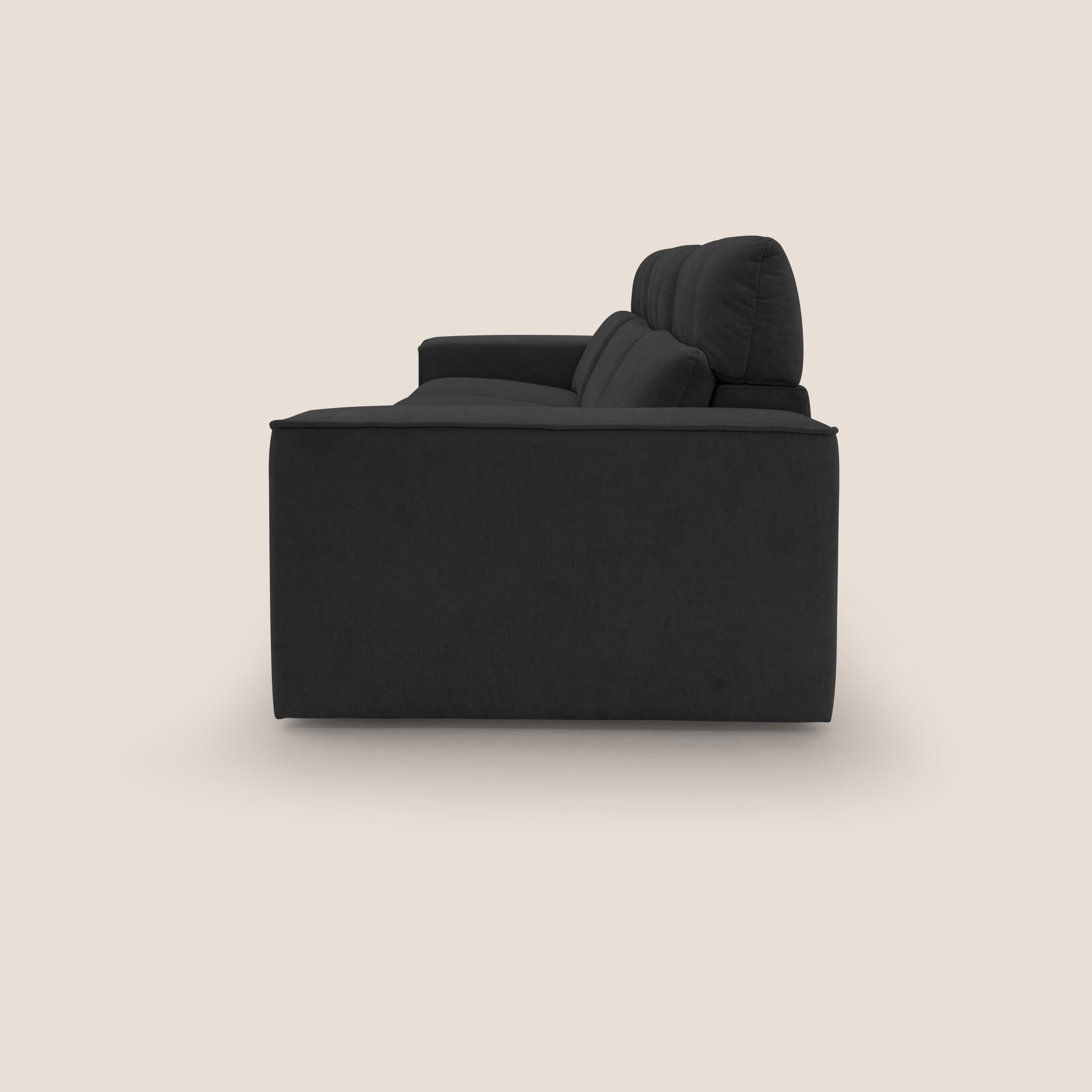 Clark Divano modulare 3 sedute con opzione relax elettrico in tessuto smacchiabile impermeabile T17 nero - divani.store