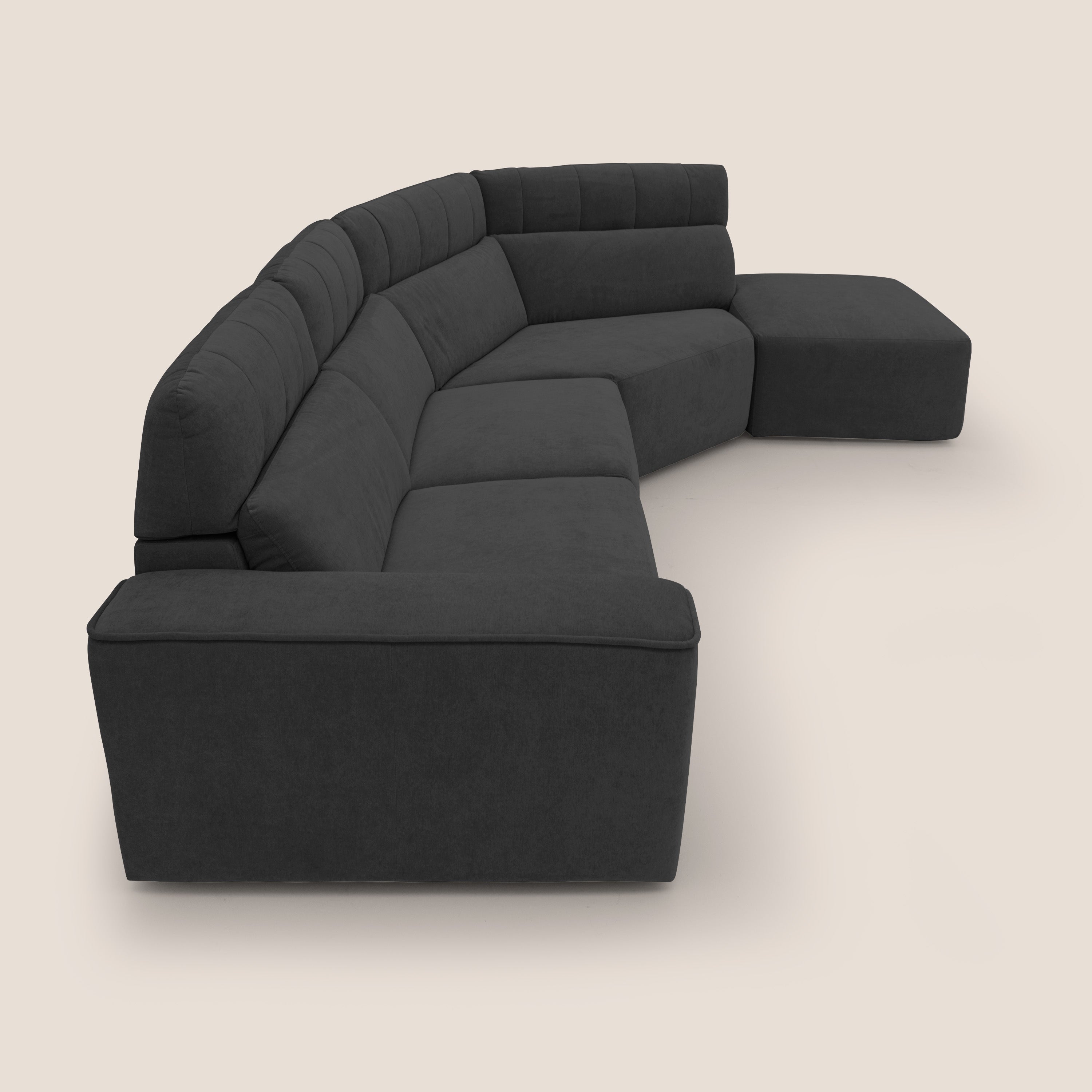 Clark Divano angolare con opzione relax elettrico in tessuto smacchiabile impermeabile T17 nero - divani.store