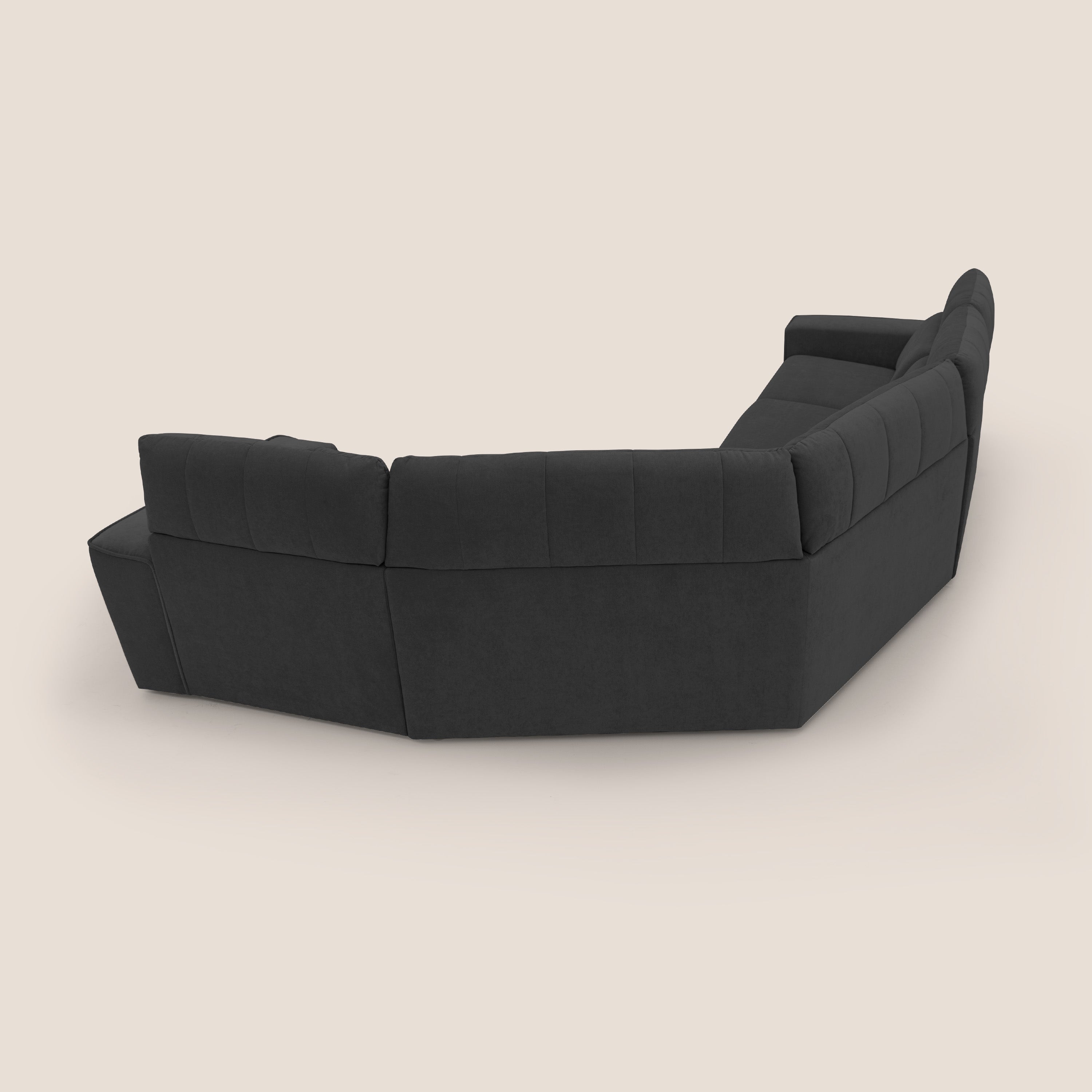 Clark Divano modulare angolare REVERSIBILE con opzione relax elettrico in tessuto smacchiabile impermeabile T17 nero - divani.store