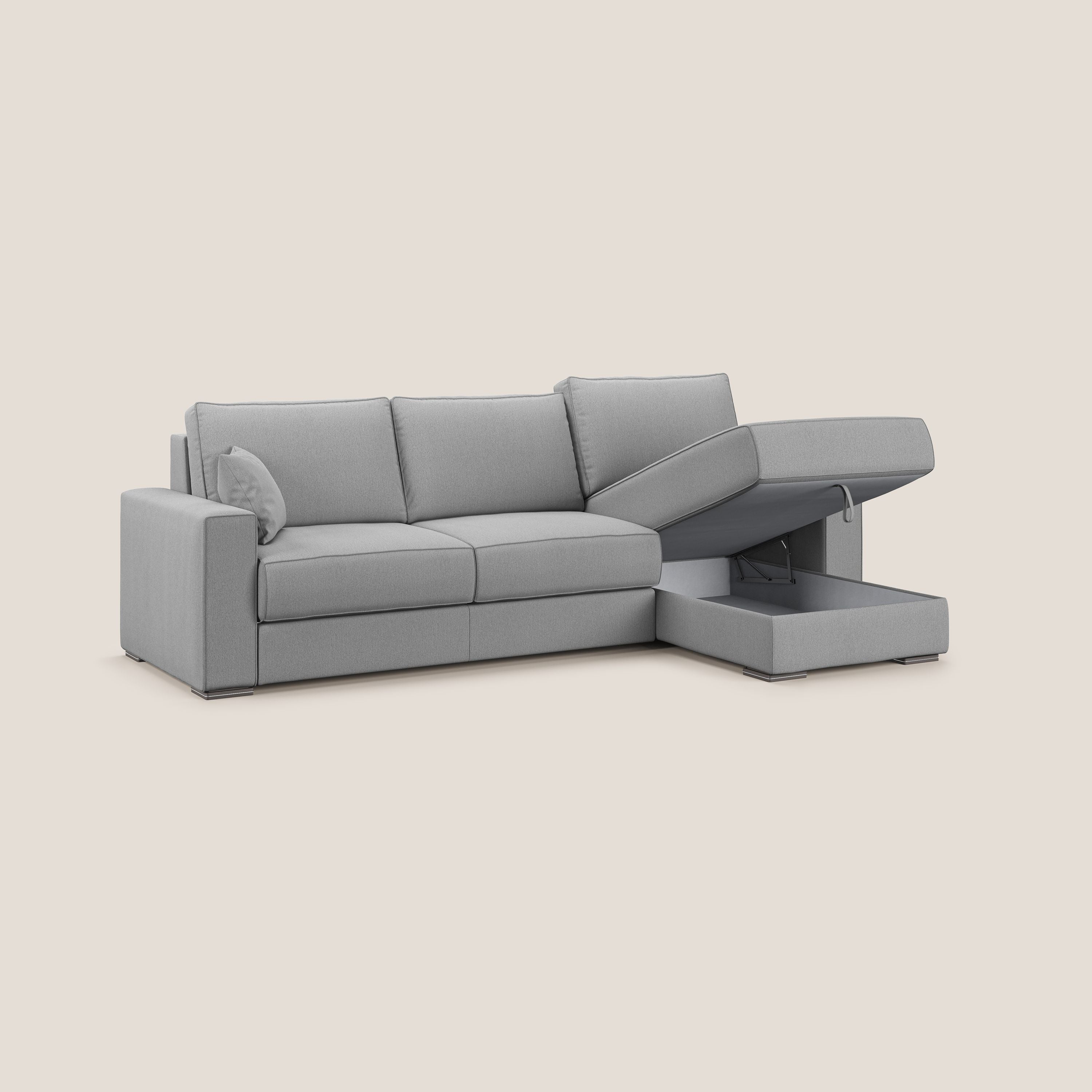 Dream Divano letto angolare in tessuto smacchiabile T05 grigio - divani.store