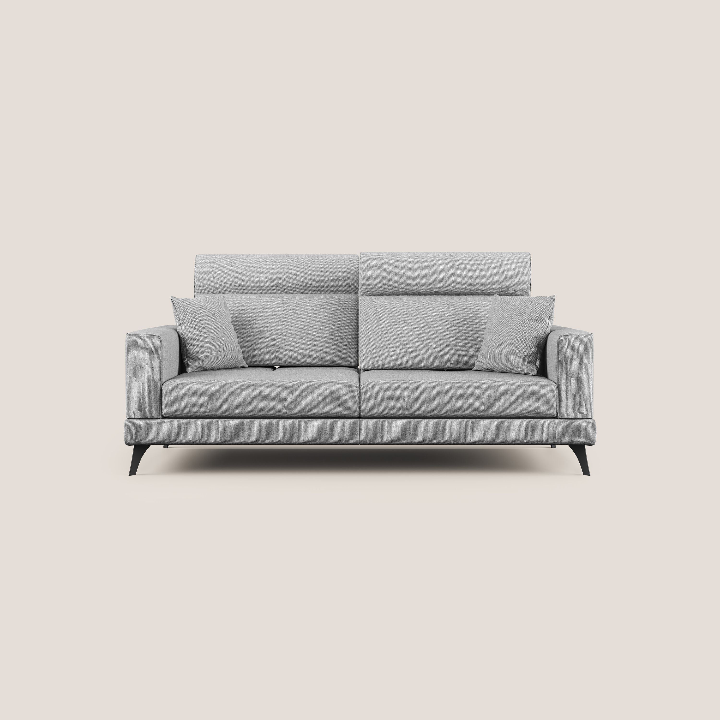 Slide Divano con schienali traslanti e poggiatesta in tessuto smacchiabile T05 grigio - divani.store