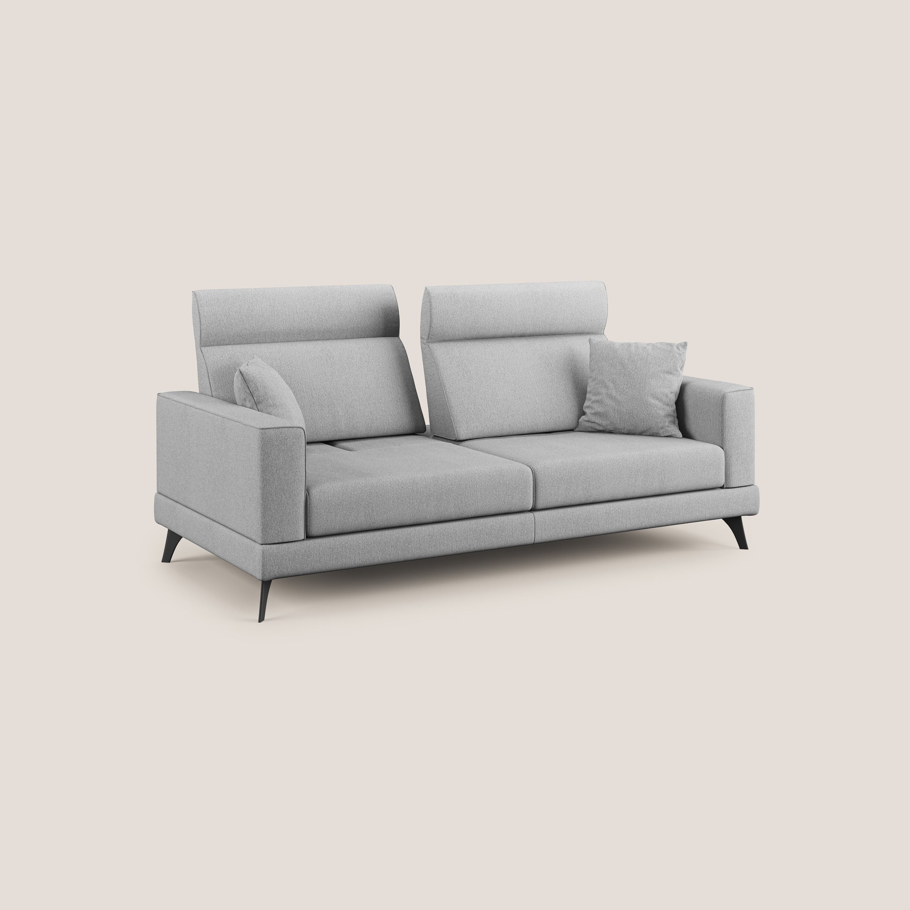 Slide Divano con schienali traslanti e poggiatesta in tessuto smacchiabile T05 grigio - divani.store