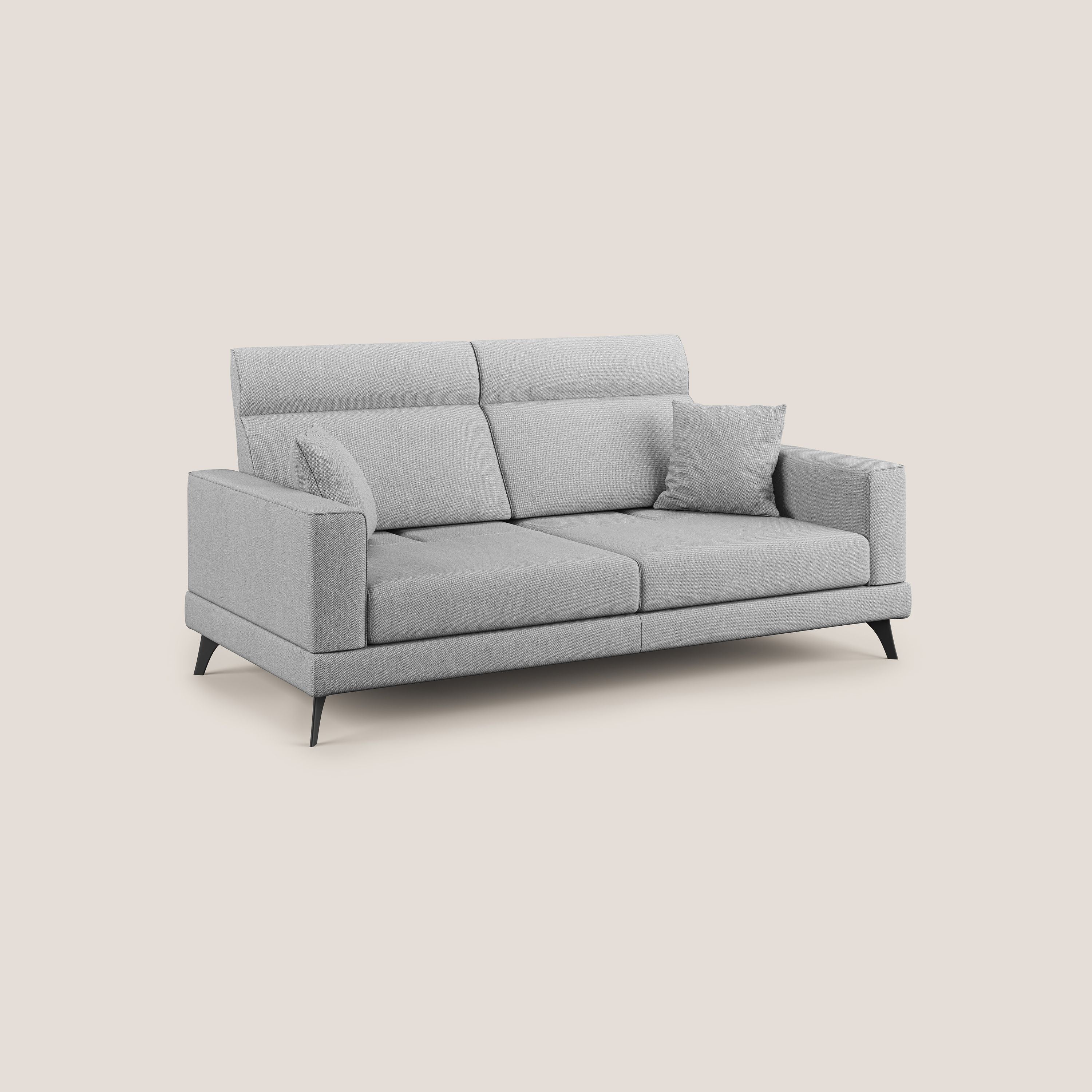 Slide Divano con schienali traslanti e poggiatesta in tessuto smacchiabile T05 grigio - divani.store