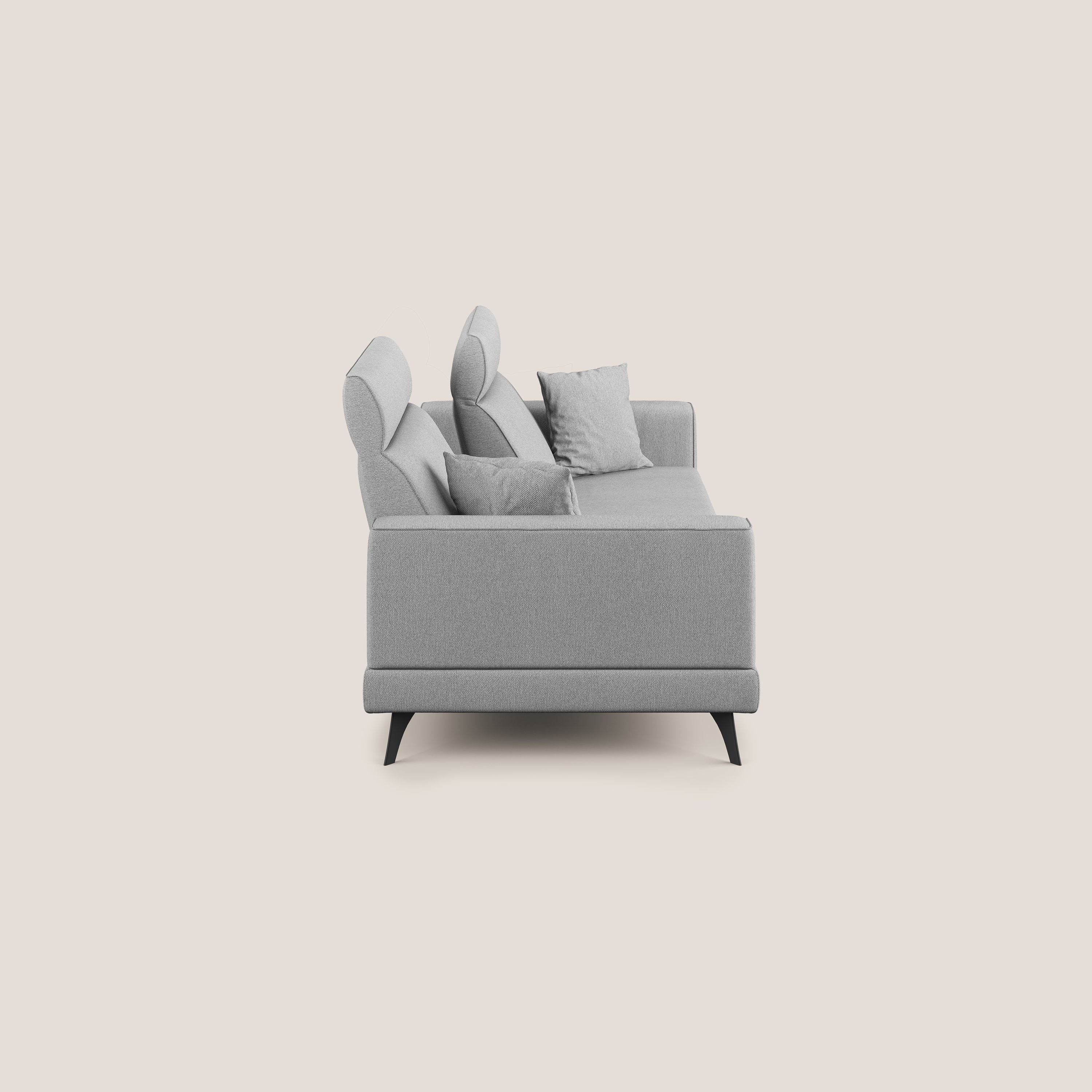 Slide Divano con schienali traslanti e poggiatesta in tessuto smacchiabile T05 grigio - divani.store