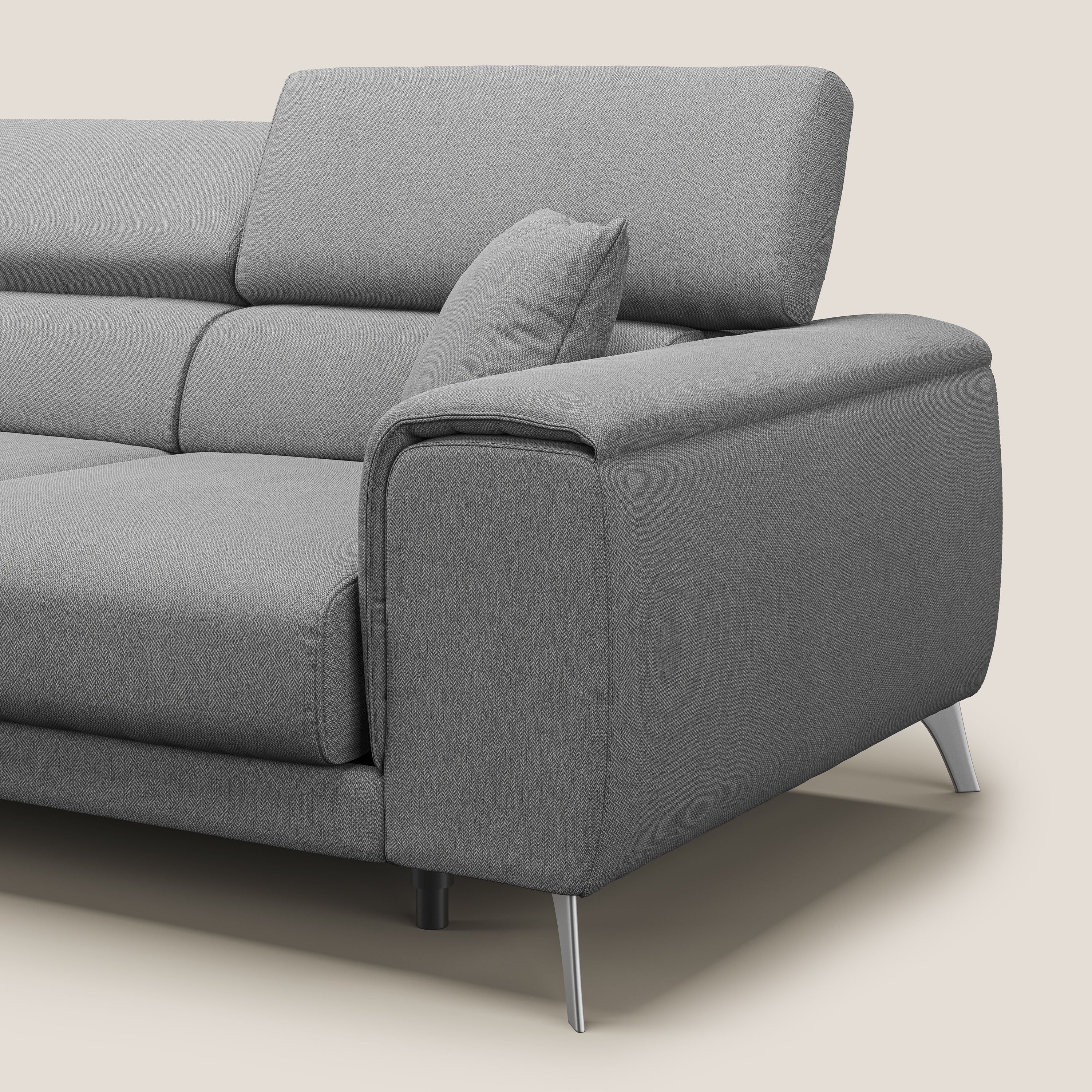 Fusion divano con 3 sedute allungabili in tessuto smacchiabile T05 grigio - divani.store
