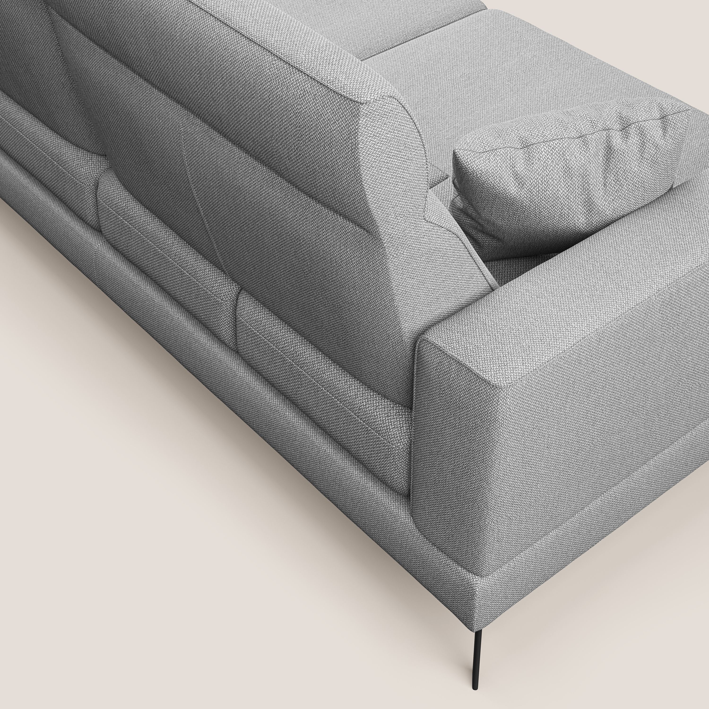 Slide Divano angolare con schienali traslanti e poggiatesta regolabili in tessuto smacchiabile T05 grigio - divani.store