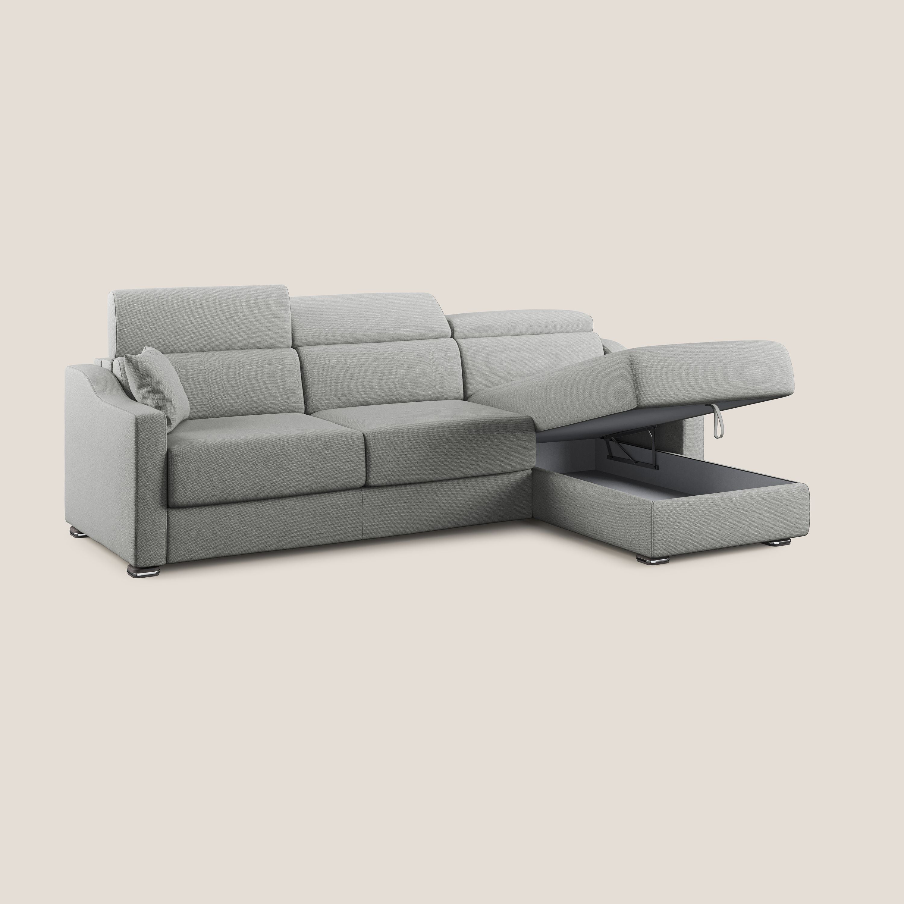 Amber divano letto angolare in tessuto smacchiabile T05 grigio - divani.store