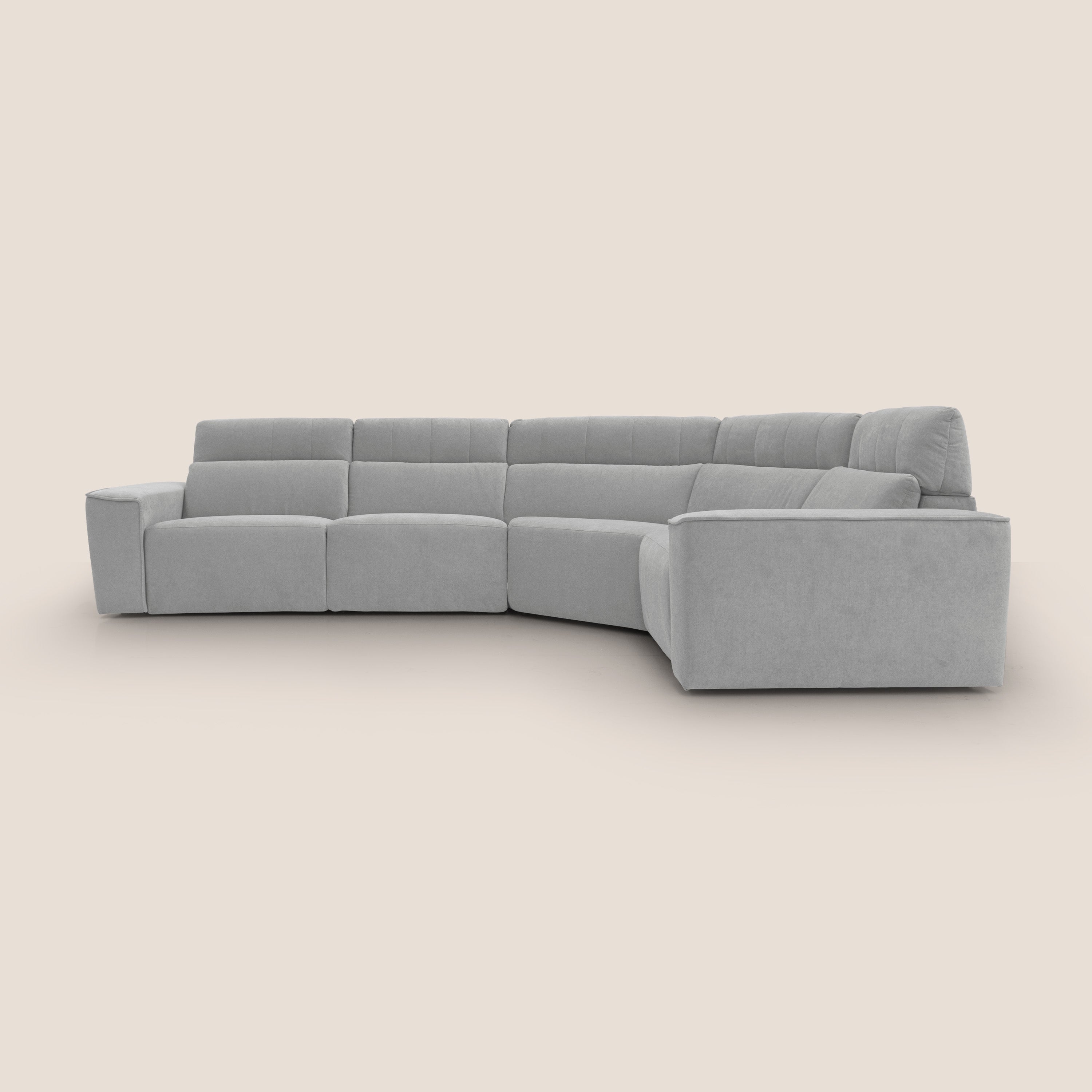 Clark Divano modulare angolare REVERSIBILE con opzione relax elettrico in tessuto smacchiabile impermeabile T17 grigio - divani.store
