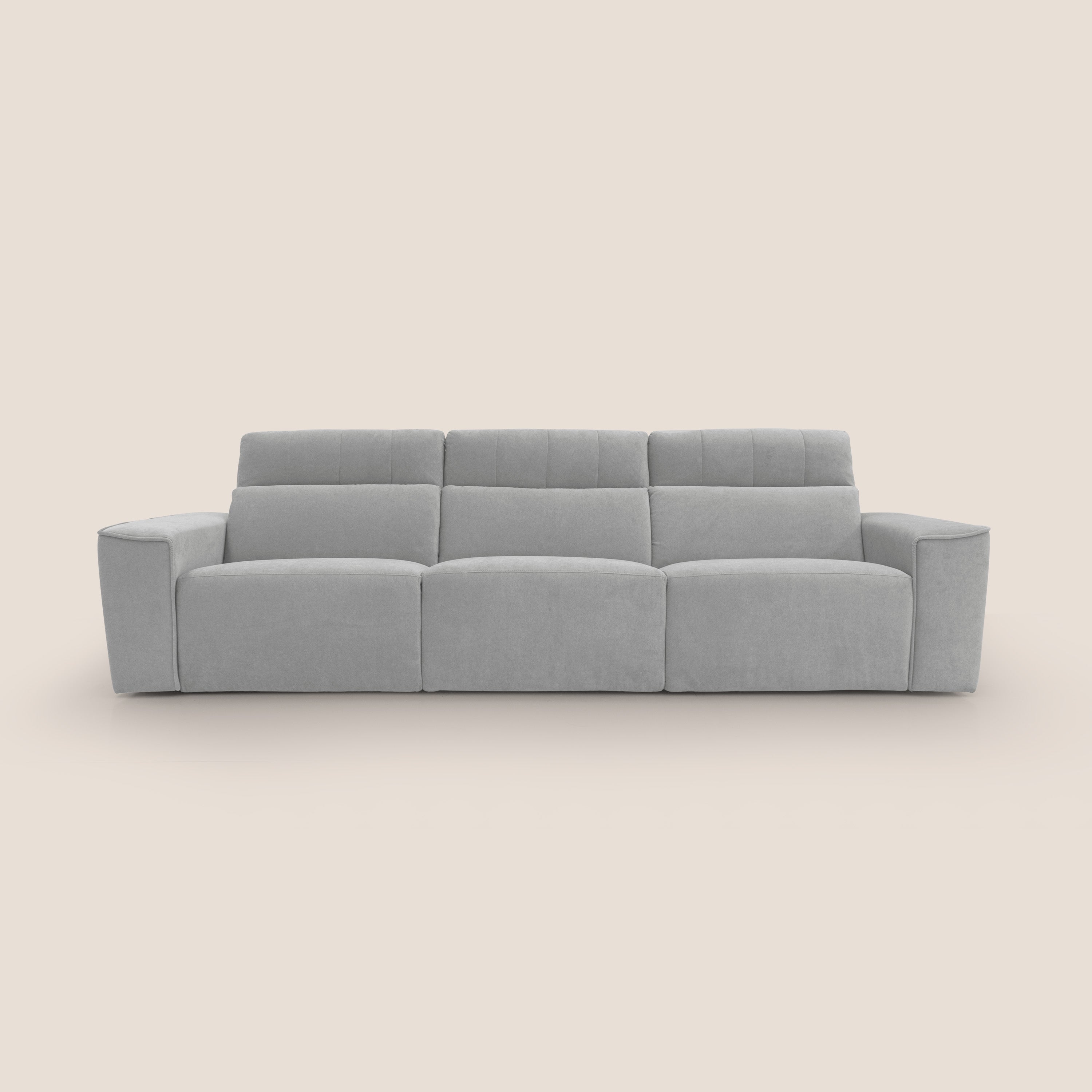 Clark Divano modulare 3 sedute con opzione relax elettrico in tessuto smacchiabile impermeabile T17 grigio - divani.store