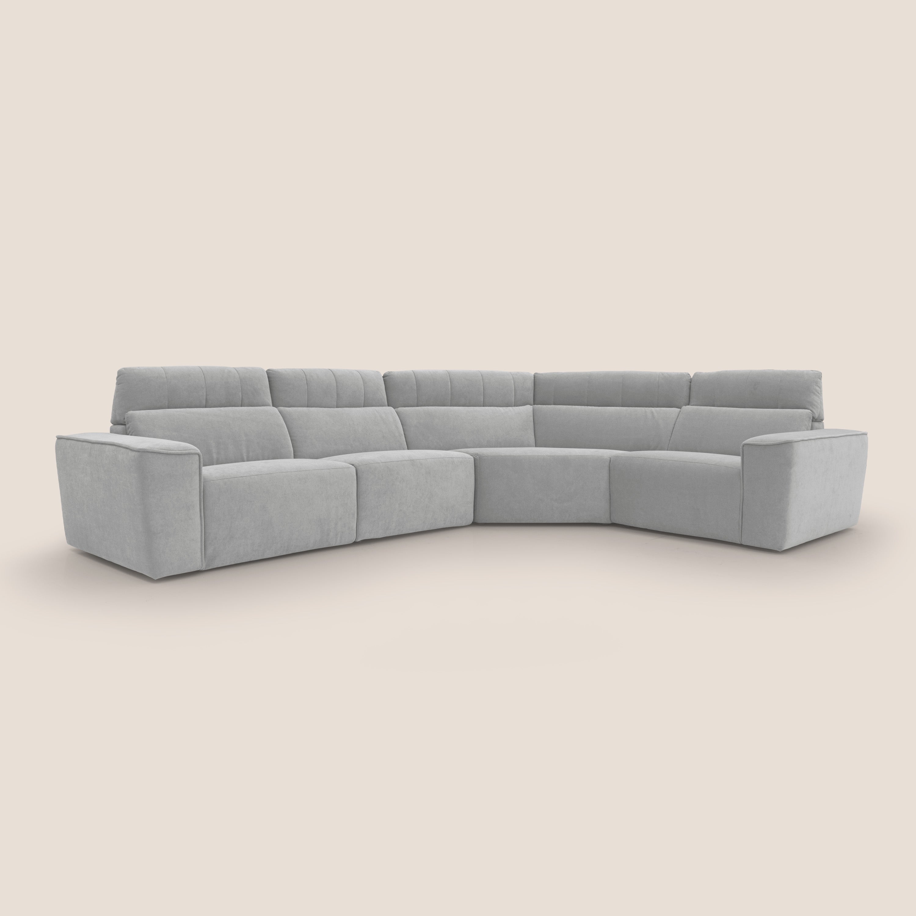 Clark Divano modulare angolare REVERSIBILE con opzione relax elettrico in tessuto smacchiabile impermeabile T17 grigio - divani.store