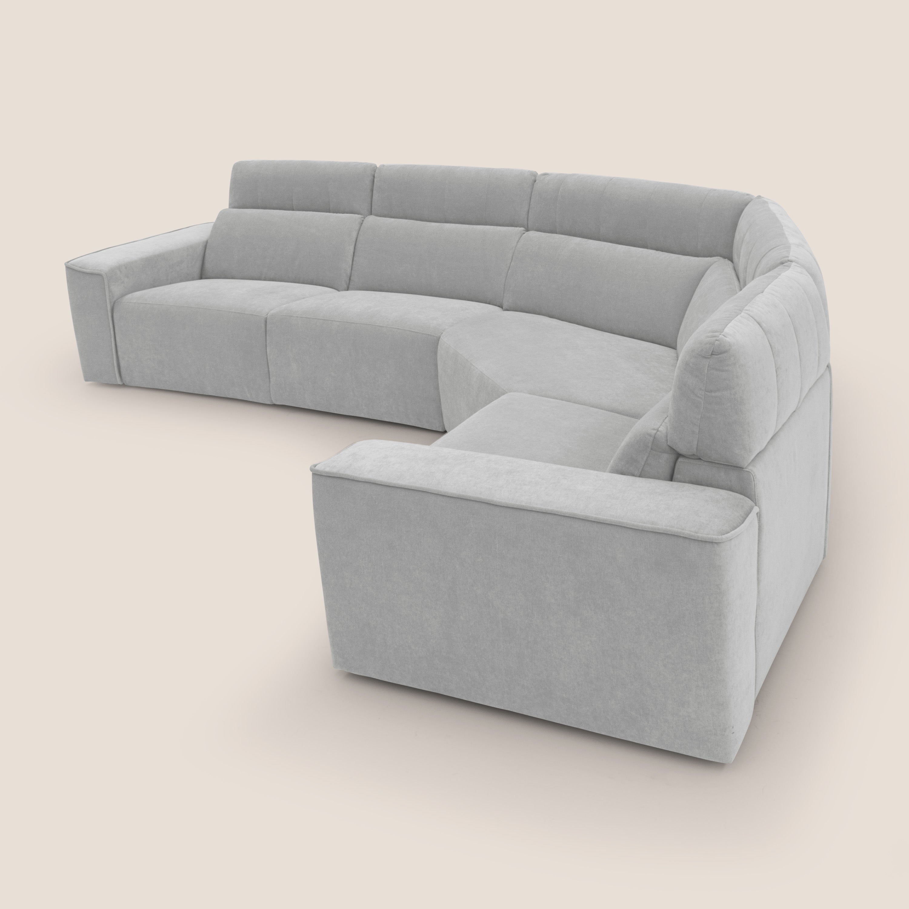 Clark Divano modulare angolare REVERSIBILE con opzione relax elettrico in tessuto smacchiabile impermeabile T17 grigio - divani.store