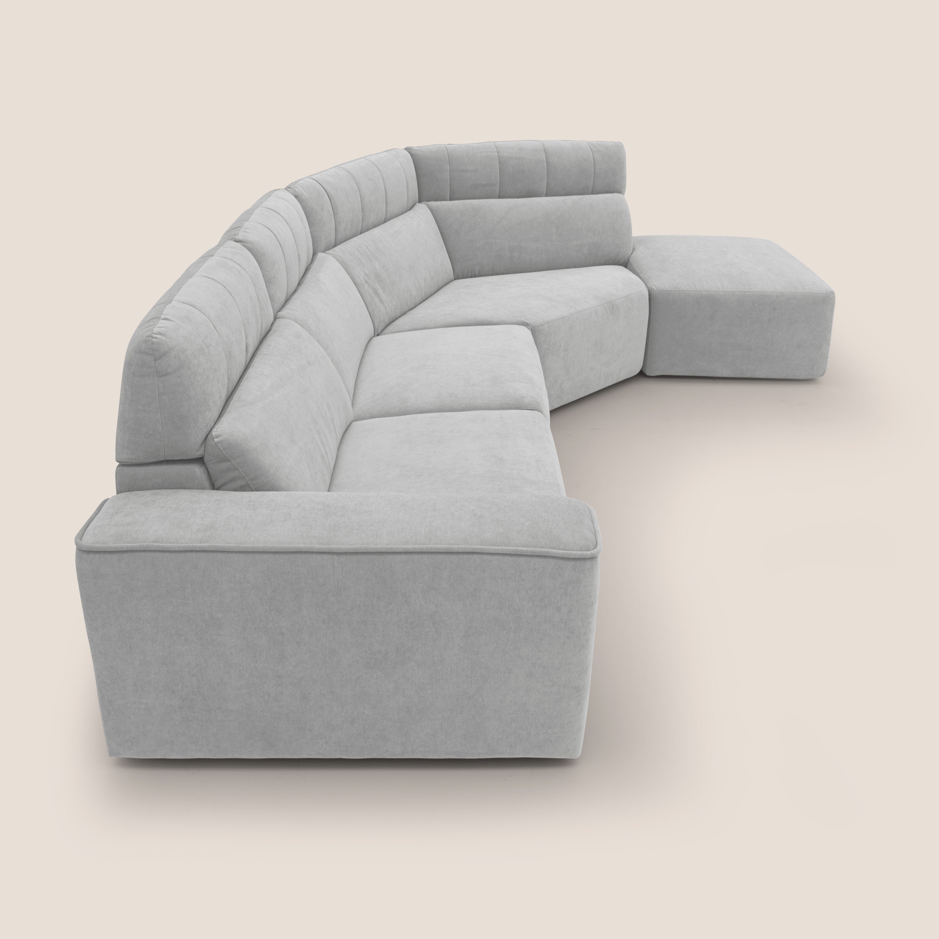 Clark Divano angolare con opzione relax elettrico in tessuto smacchiabile impermeabile T17 grigio - divani.store