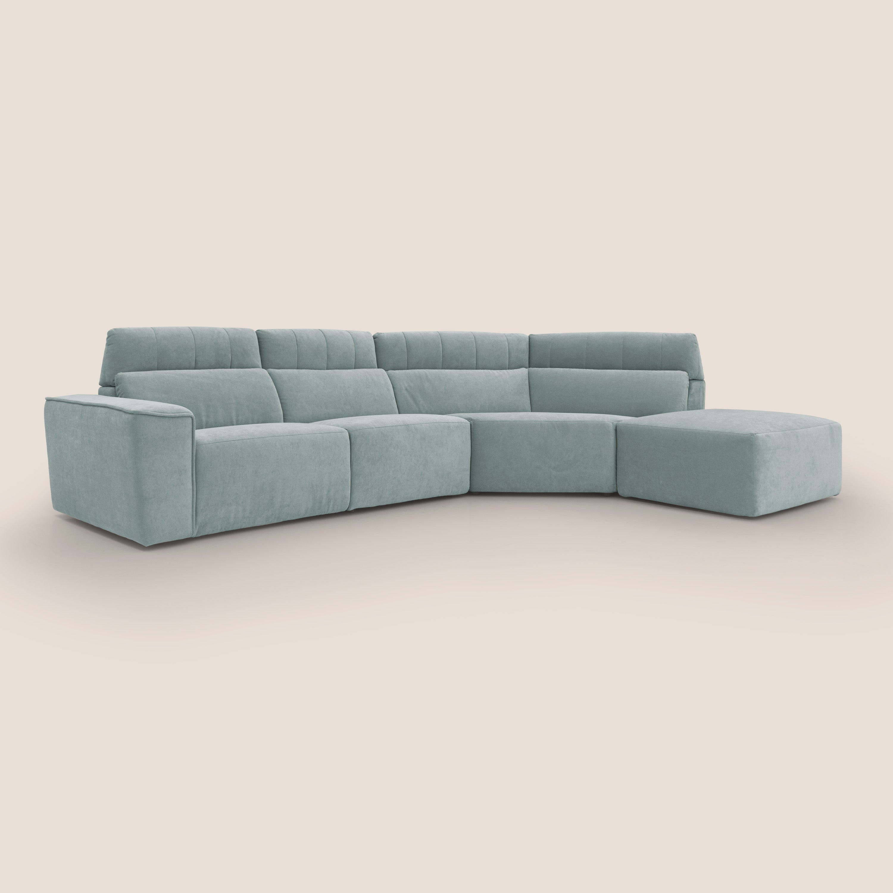 Clark Divano angolare con opzione relax elettrico in tessuto smacchiabile impermeabile T17 verde acqua - divani.store