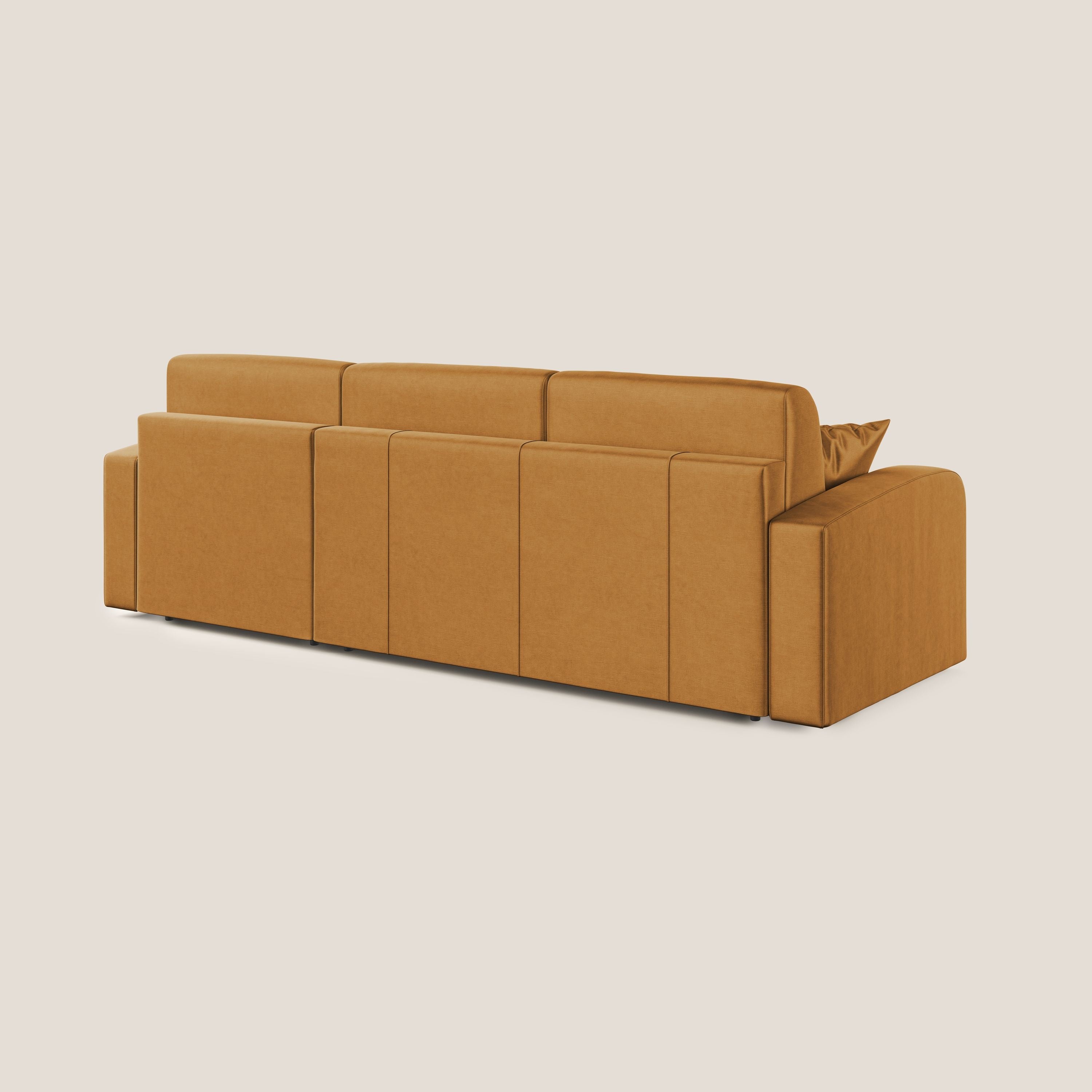 Lebron Divano letto angolare con penisola in velluto morbido T01 oro - divani.store