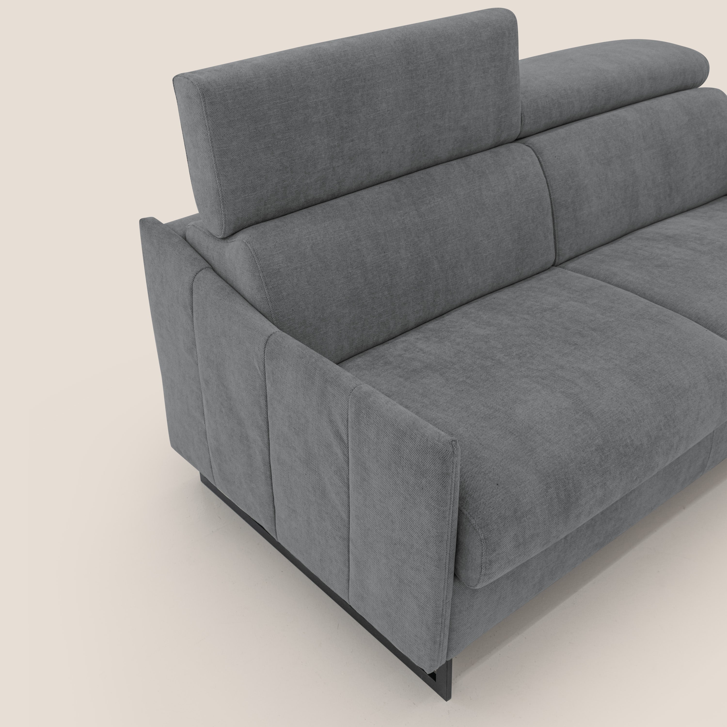 Loto divano letto salvaspazio materasso H18 cm con piedi alti in morbido tessuto impermeabile T14 grigio - divani.store