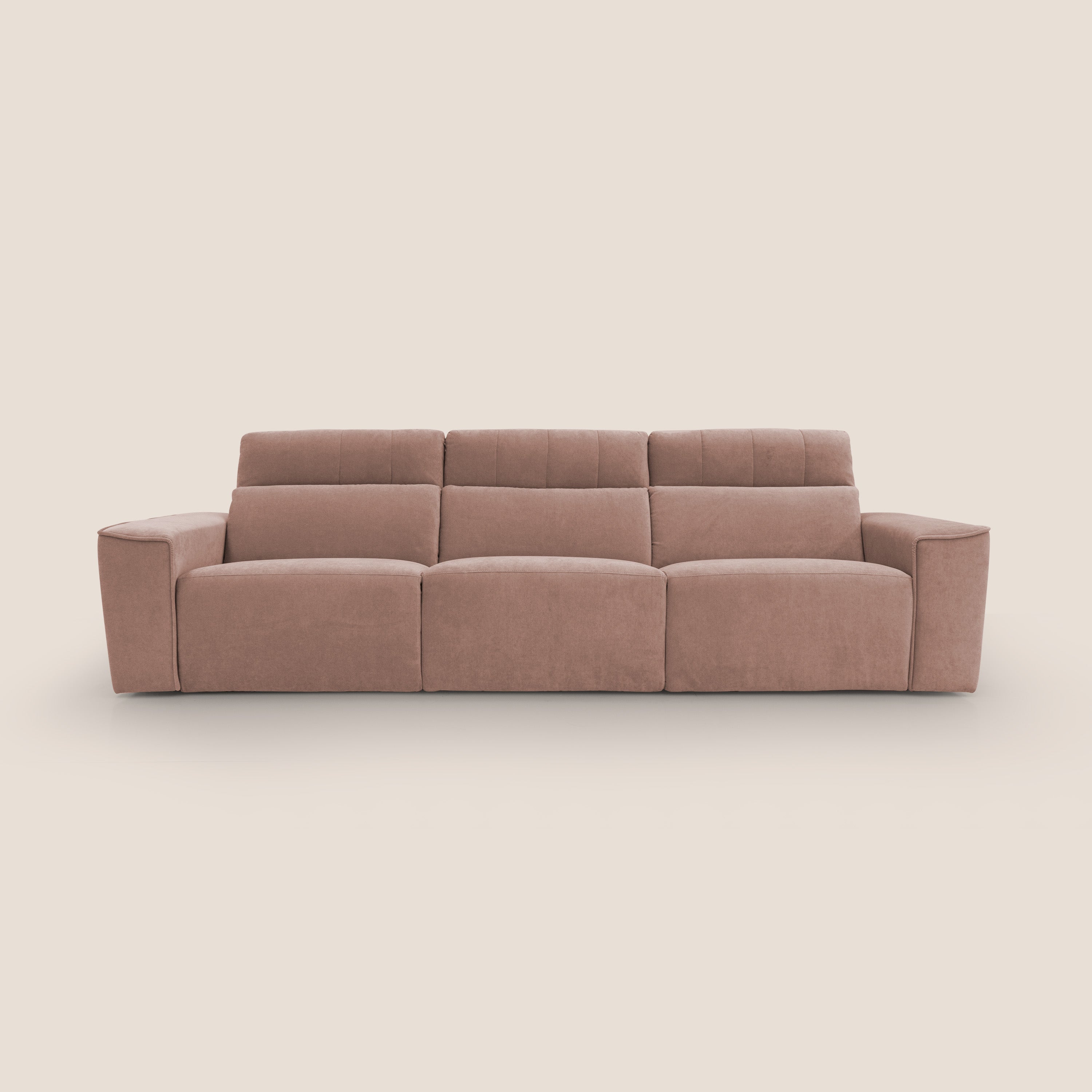 Clark Divano modulare 3 sedute con opzione relax elettrico in tessuto smacchiabile impermeabile T17 rosa - divani.store
