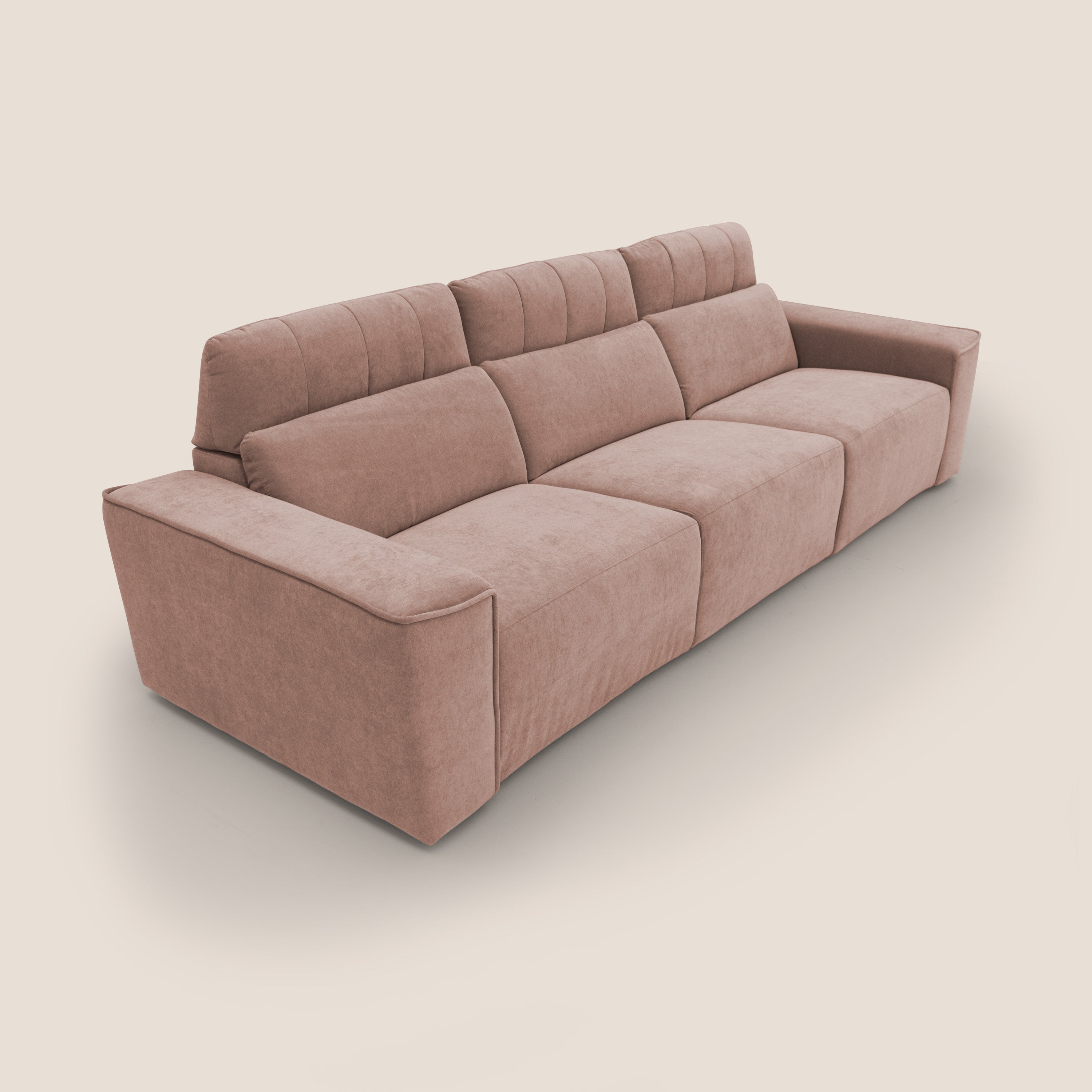 Clark Divano modulare 3 sedute con opzione relax elettrico in tessuto smacchiabile impermeabile T17 rosa - divani.store