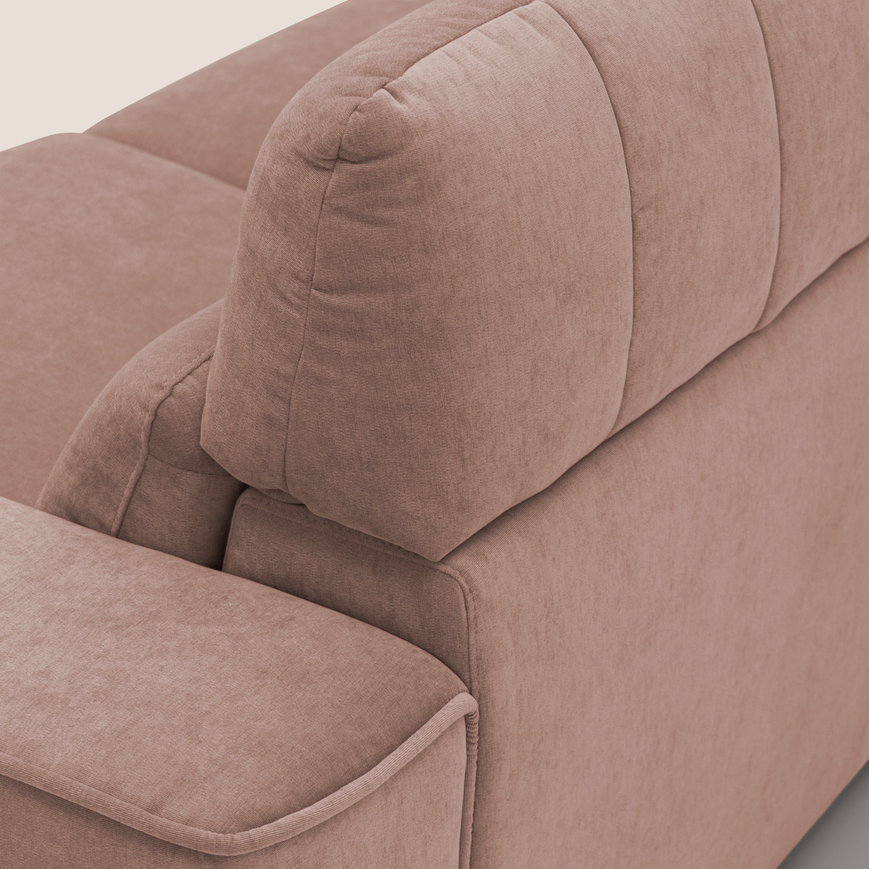 Clark Divano modulare angolare REVERSIBILE con opzione relax elettrico in tessuto smacchiabile impermeabile T17 rosa - divani.store