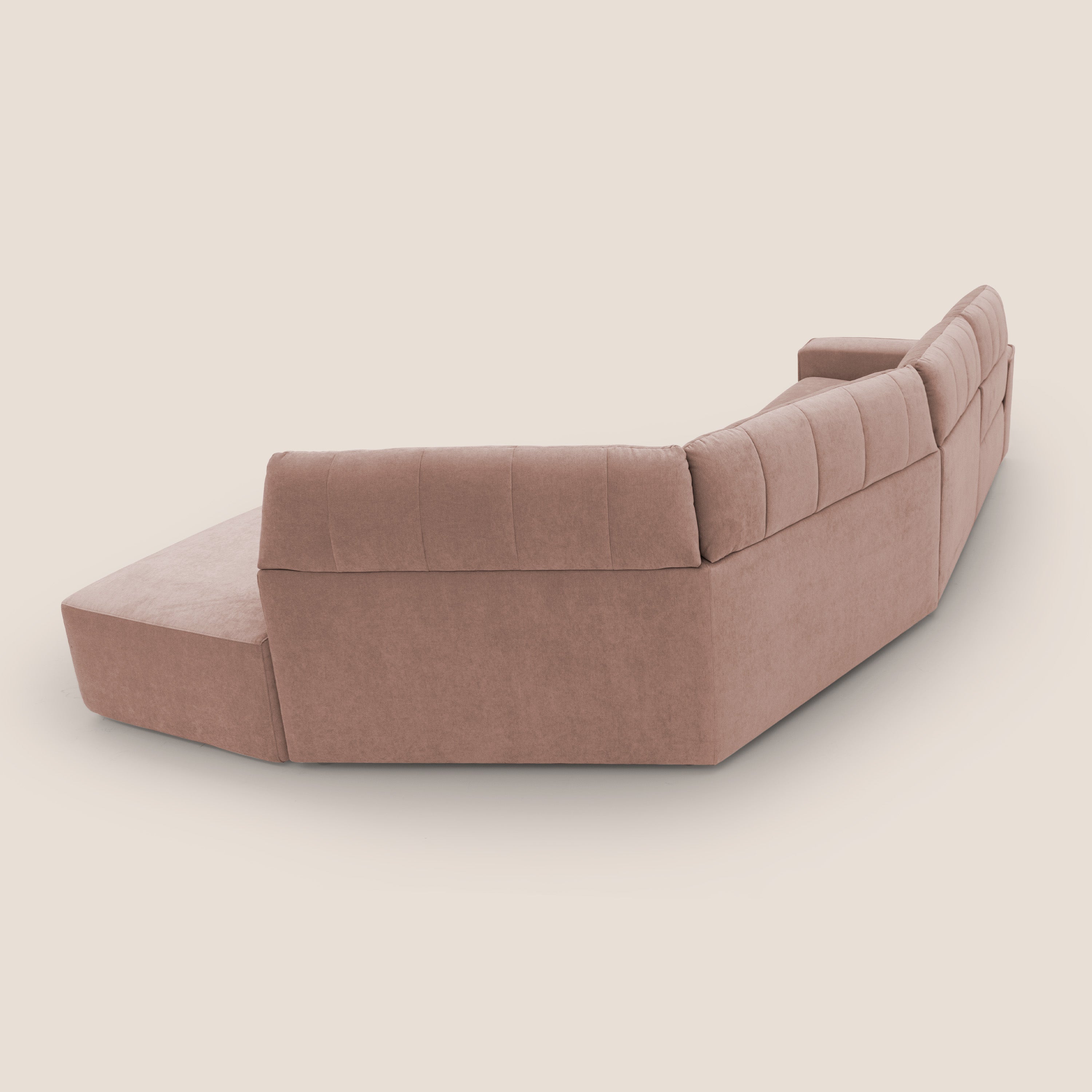 Clark Divano angolare con opzione relax elettrico in tessuto smacchiabile impermeabile T17 rosa - divani.store