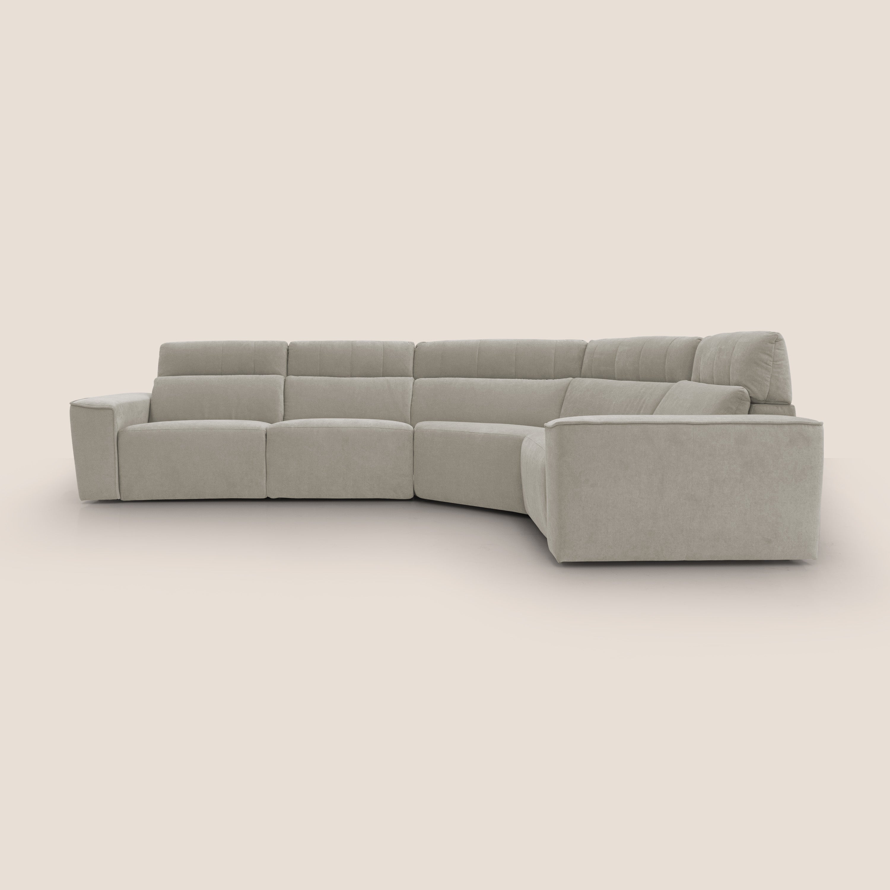 Clark Divano modulare angolare REVERSIBILE con opzione relax elettrico in tessuto smacchiabile impermeabile T17 panna - divani.store