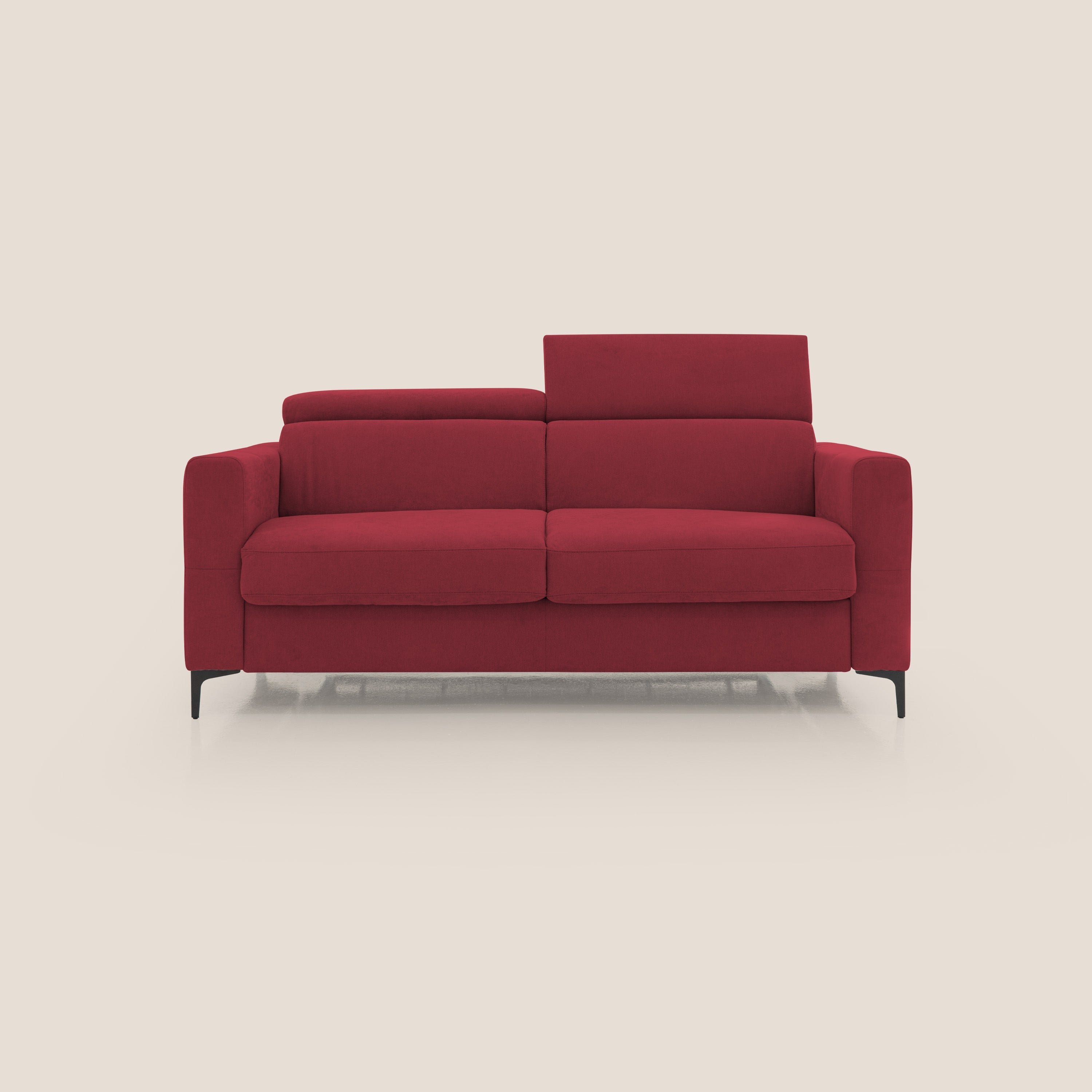 Gardenia divano letto materasso alto 18 cm con poggiatesta reclinabili e rivestimento impermeabile T02 rosso - divani.store
