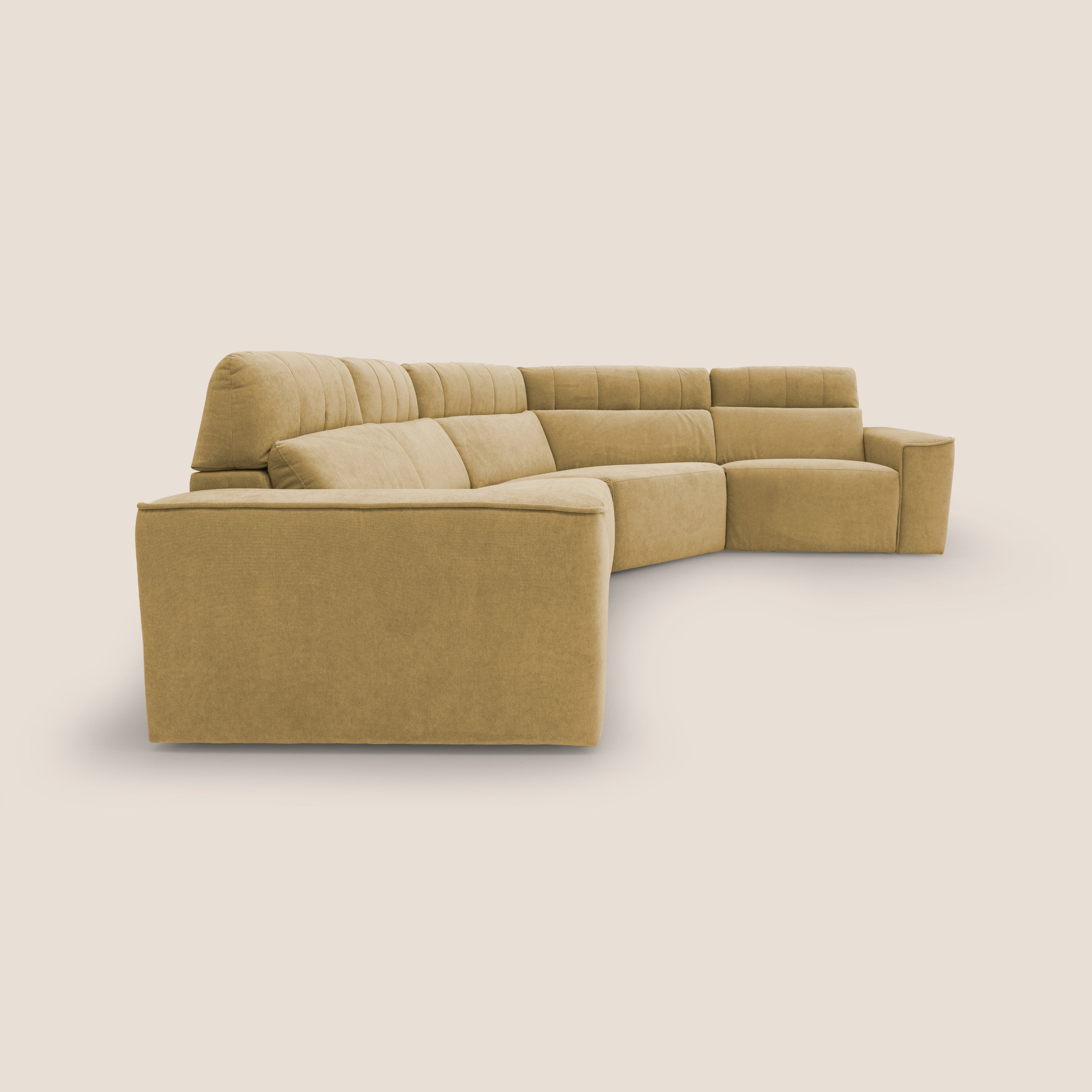 Clark Divano modulare angolare REVERSIBILE con opzione relax elettrico in tessuto smacchiabile impermeabile T17 giallo - divani.store