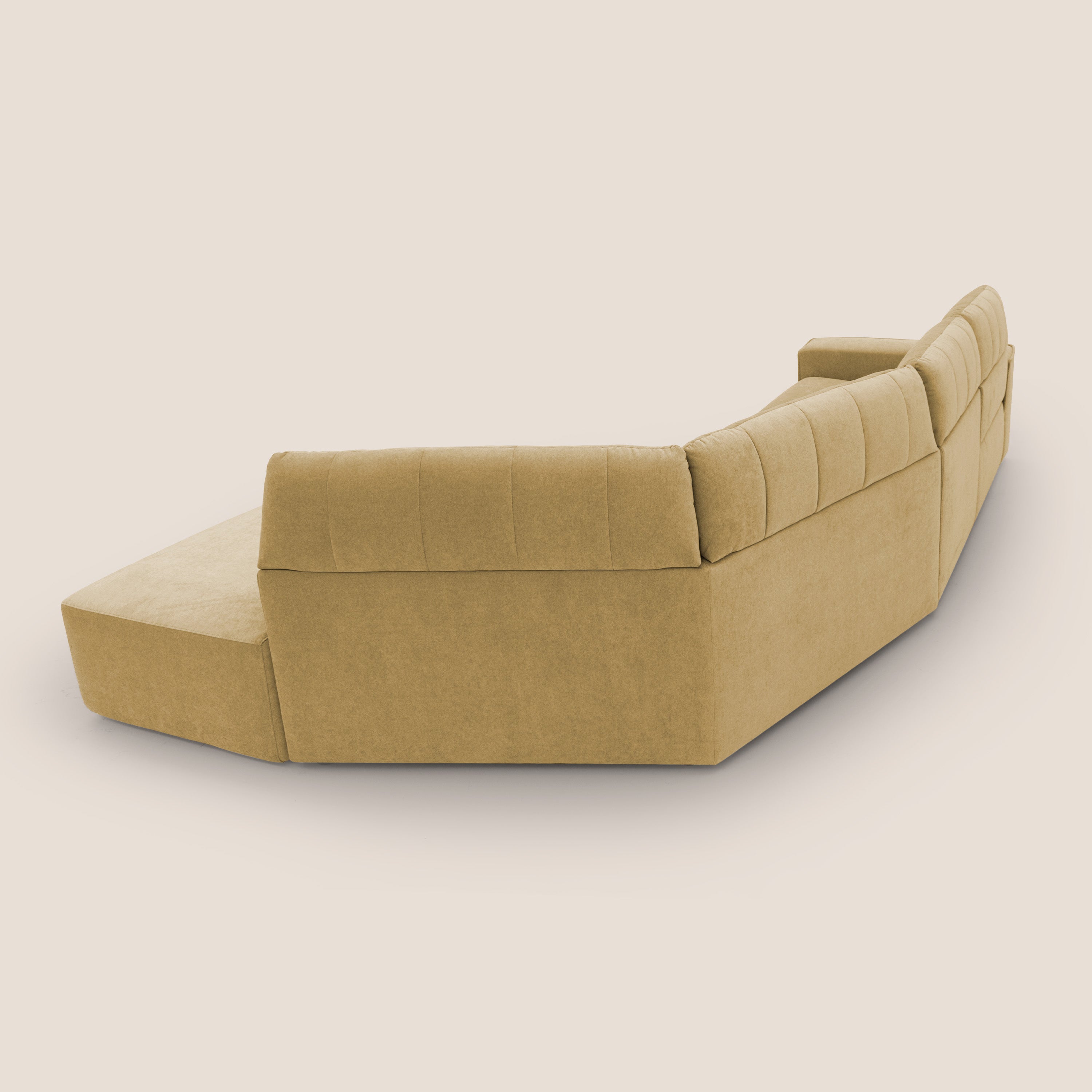 Clark Divano angolare con opzione relax elettrico in tessuto smacchiabile impermeabile T17 giallo - divani.store