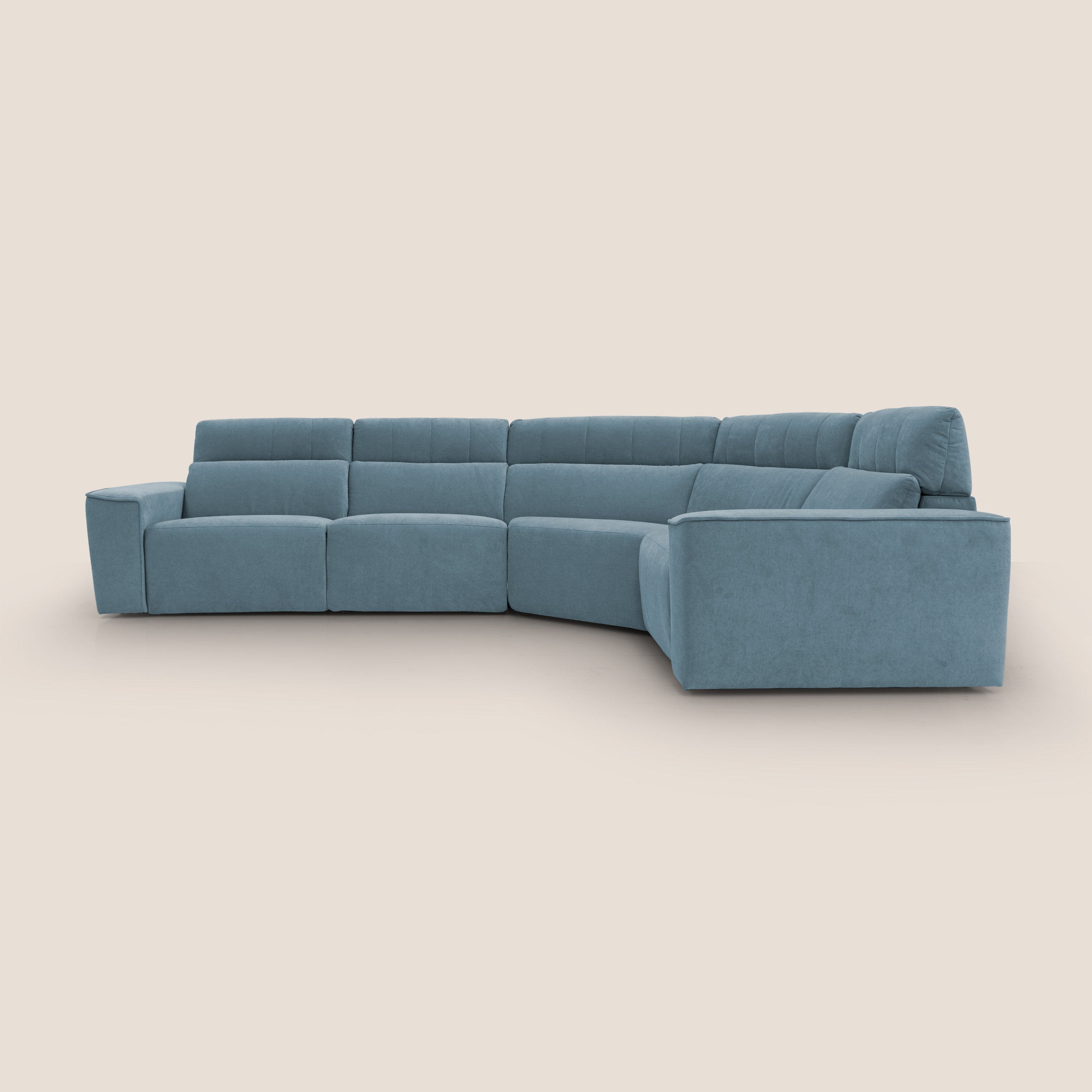 Clark Divano modulare angolare REVERSIBILE con opzione relax elettrico in tessuto smacchiabile impermeabile T17 carta da zucchero - divani.store