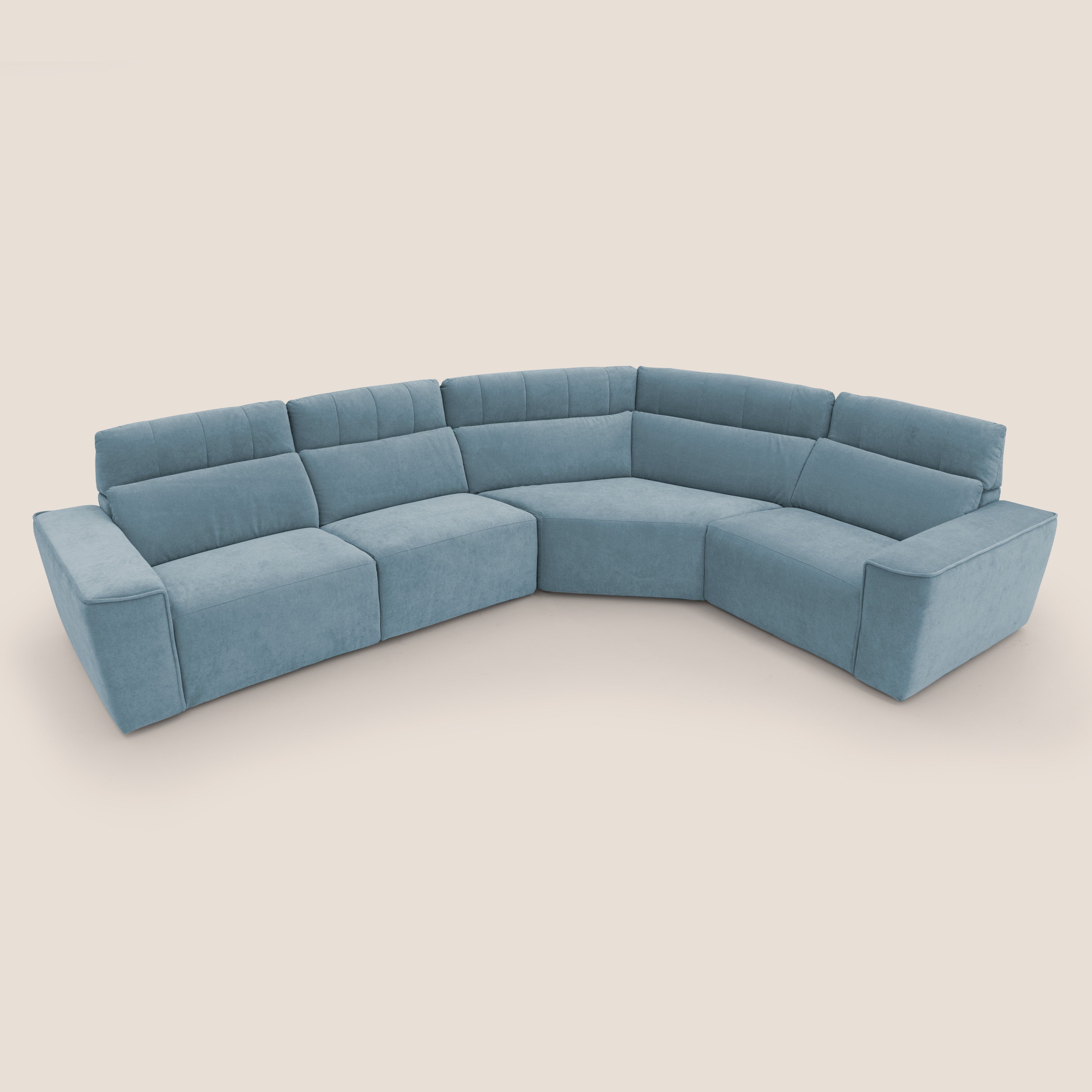 Clark Divano modulare angolare REVERSIBILE con opzione relax elettrico in tessuto smacchiabile impermeabile T17 carta da zucchero - divani.store