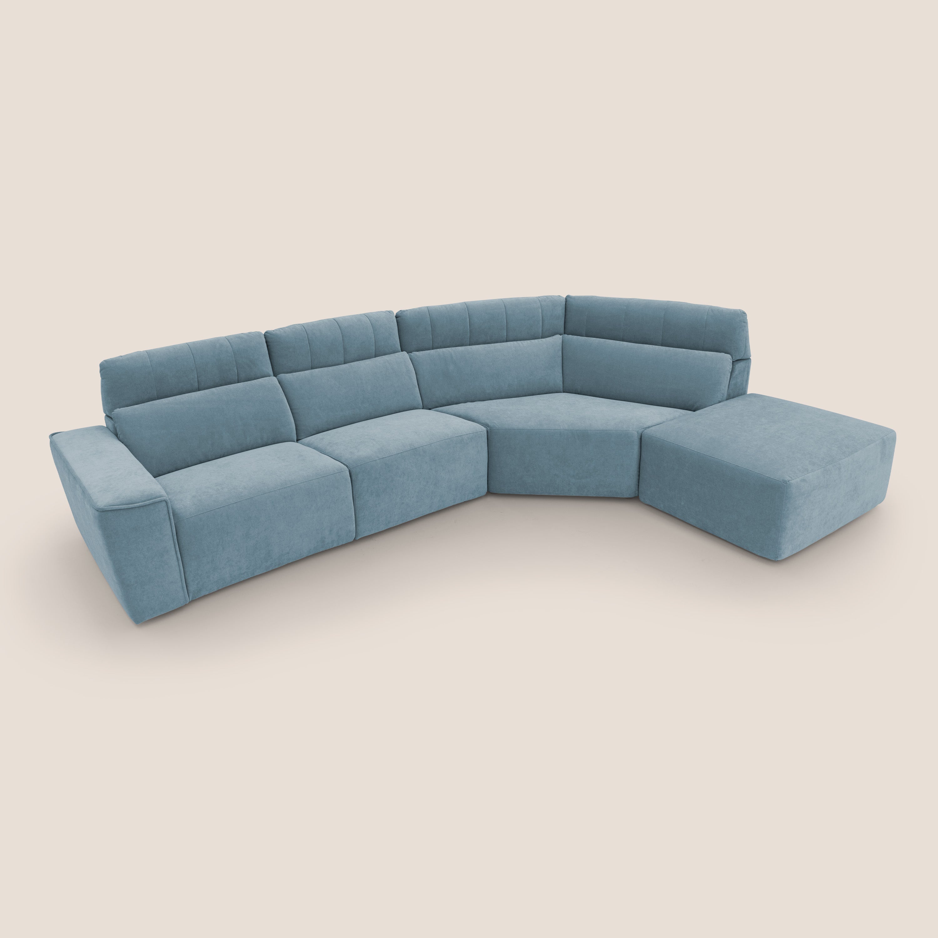 Clark Divano angolare con opzione relax elettrico in tessuto smacchiabile impermeabile T17 carta da zucchero - divani.store