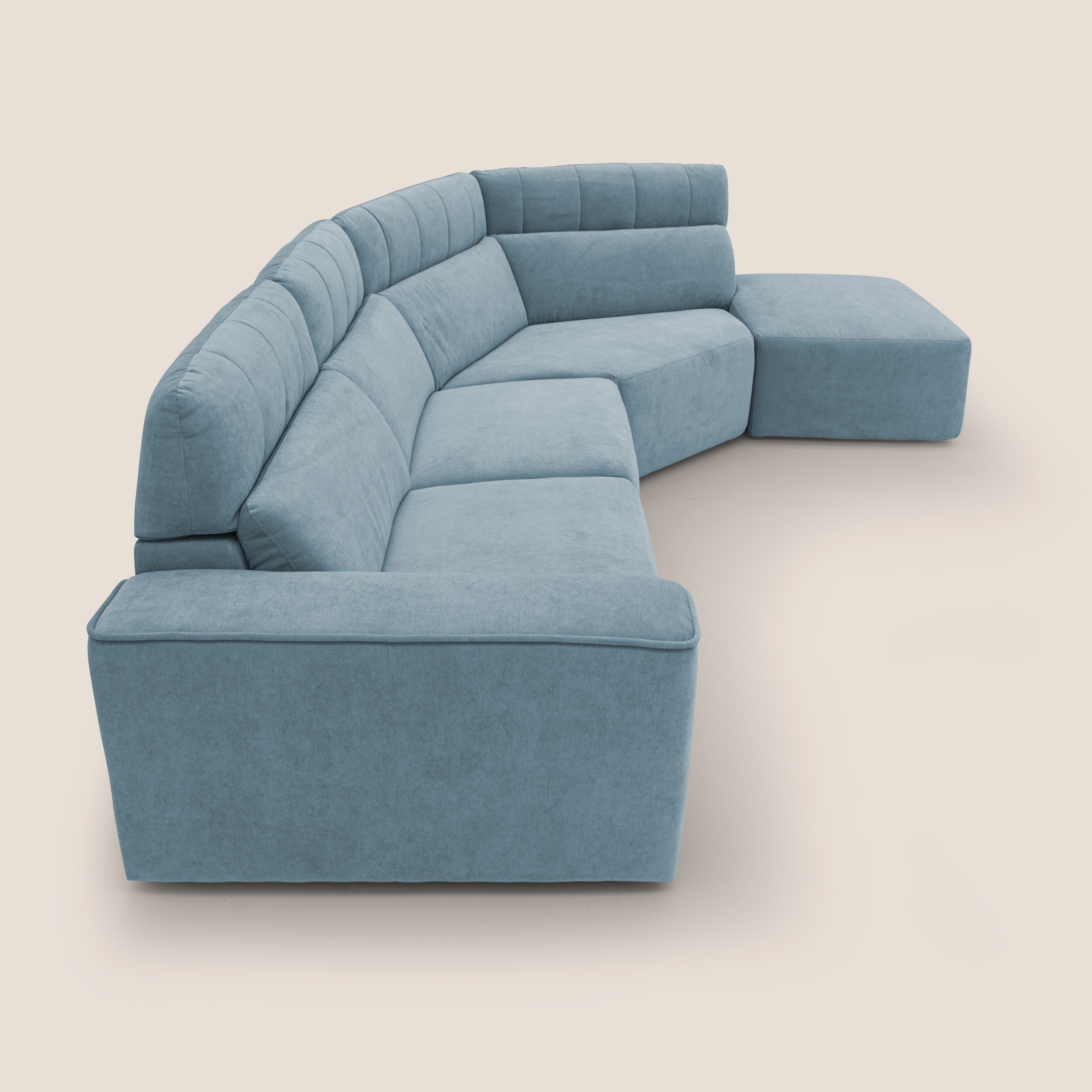 Clark Divano angolare con opzione relax elettrico in tessuto smacchiabile impermeabile T17 carta da zucchero - divani.store