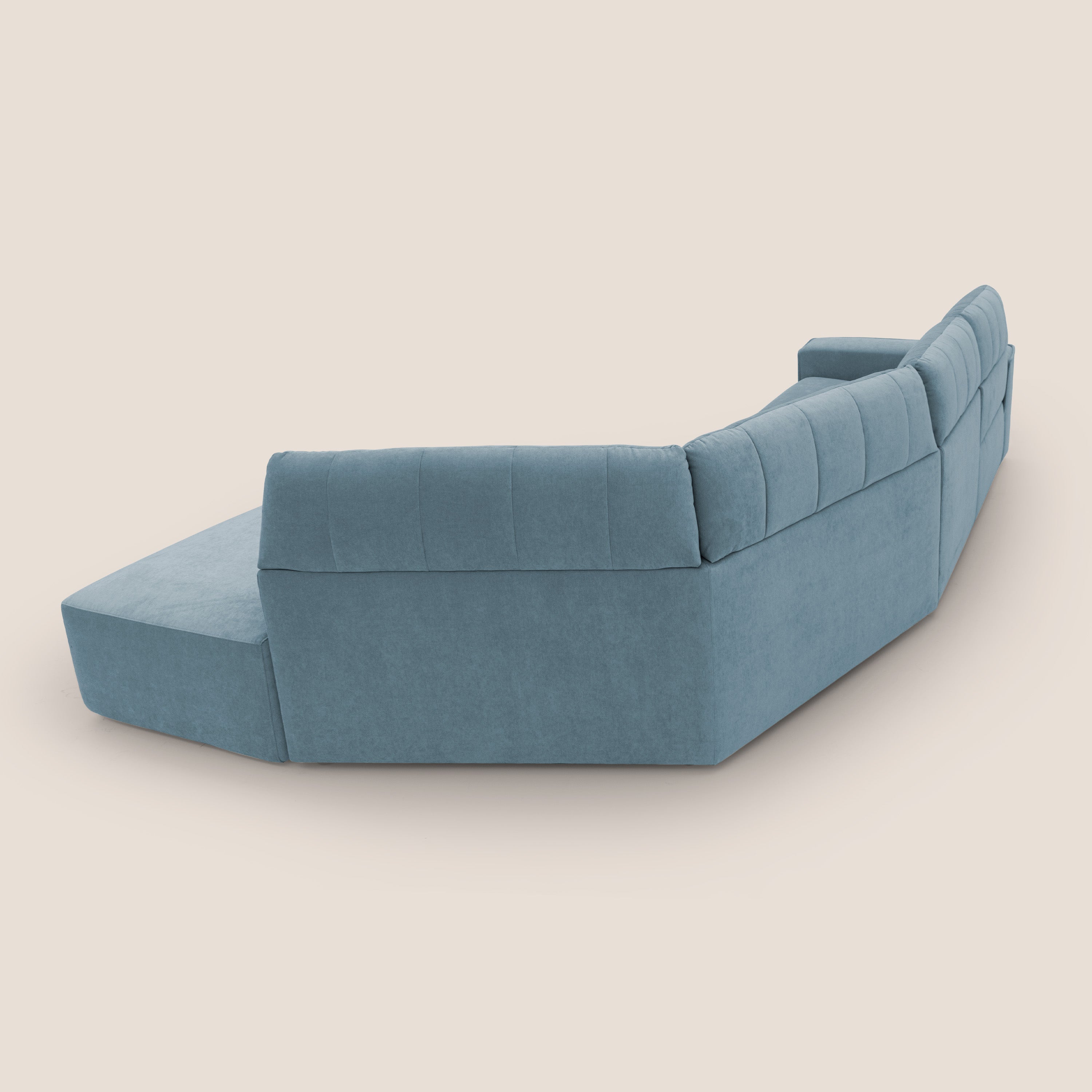 Clark Divano angolare con opzione relax elettrico in tessuto smacchiabile impermeabile T17 carta da zucchero - divani.store