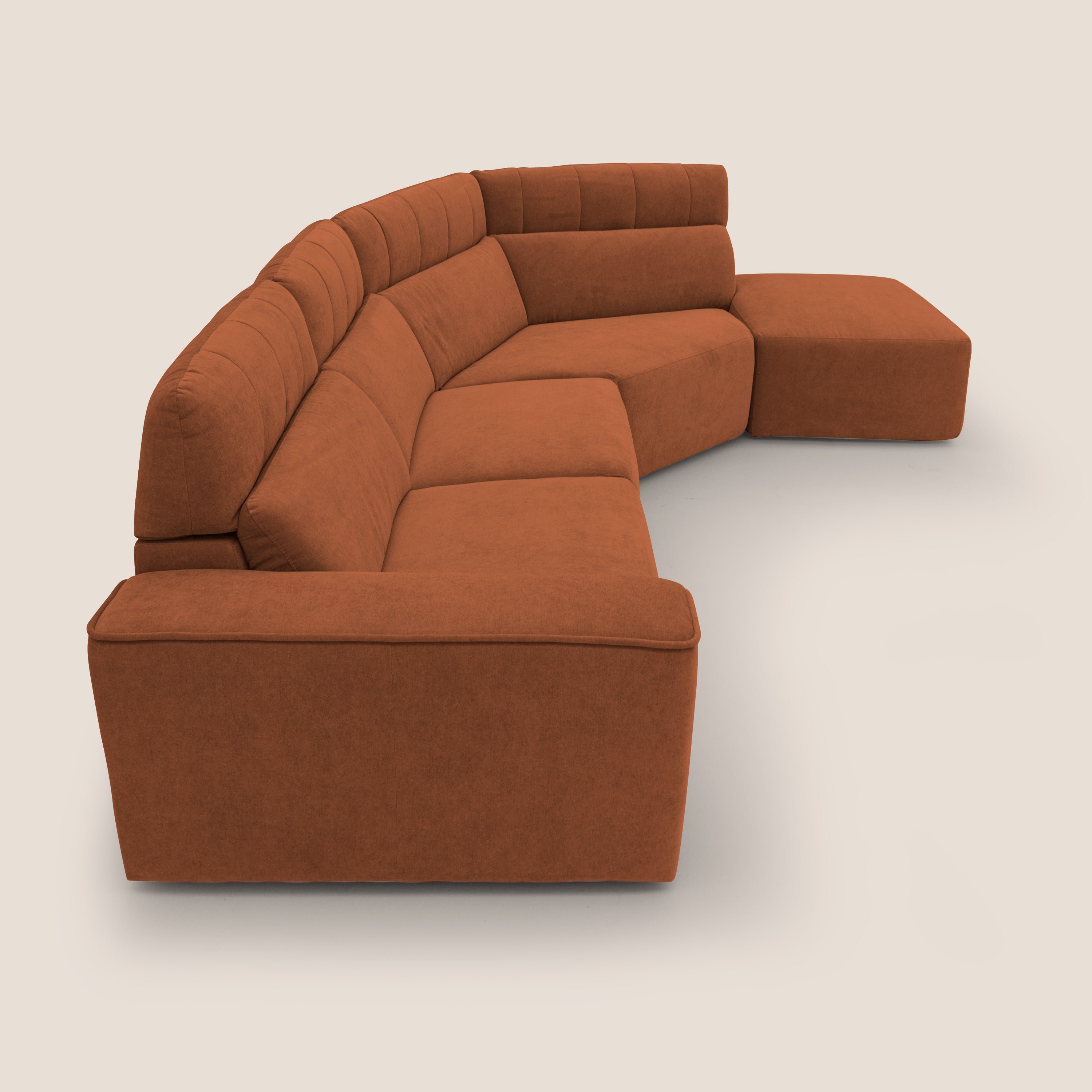 Clark Divano angolare con opzione relax elettrico in tessuto smacchiabile impermeabile T17 arancio - divani.store