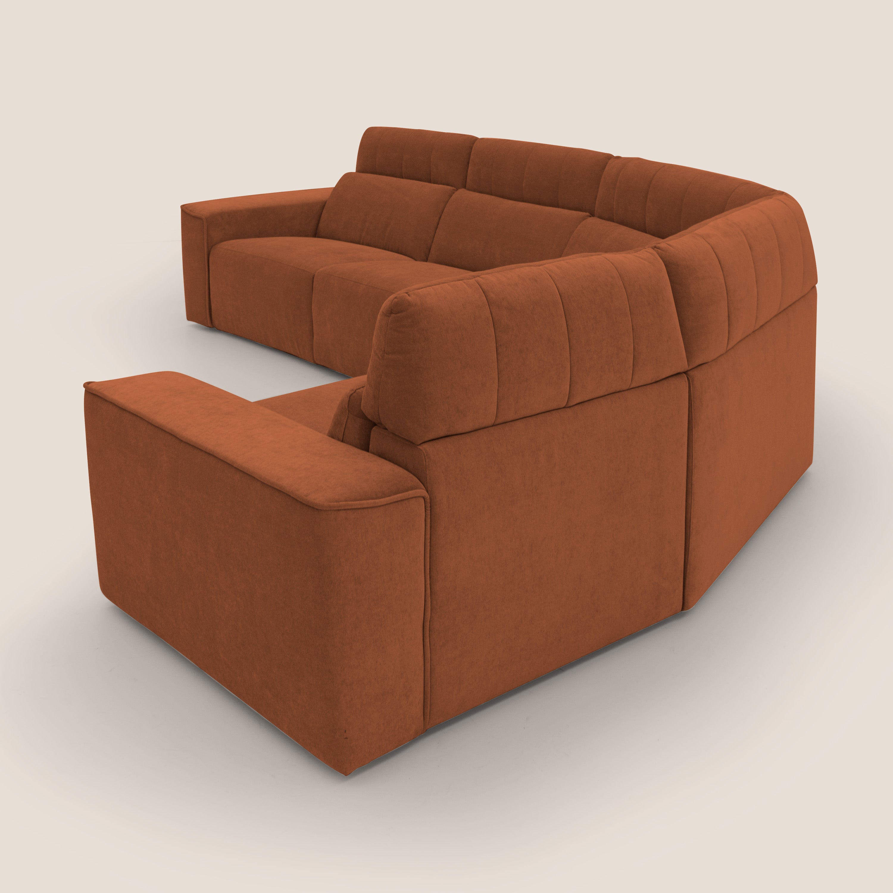 Clark Divano modulare angolare REVERSIBILE con opzione relax elettrico in tessuto smacchiabile impermeabile T17 arancio - divani.store