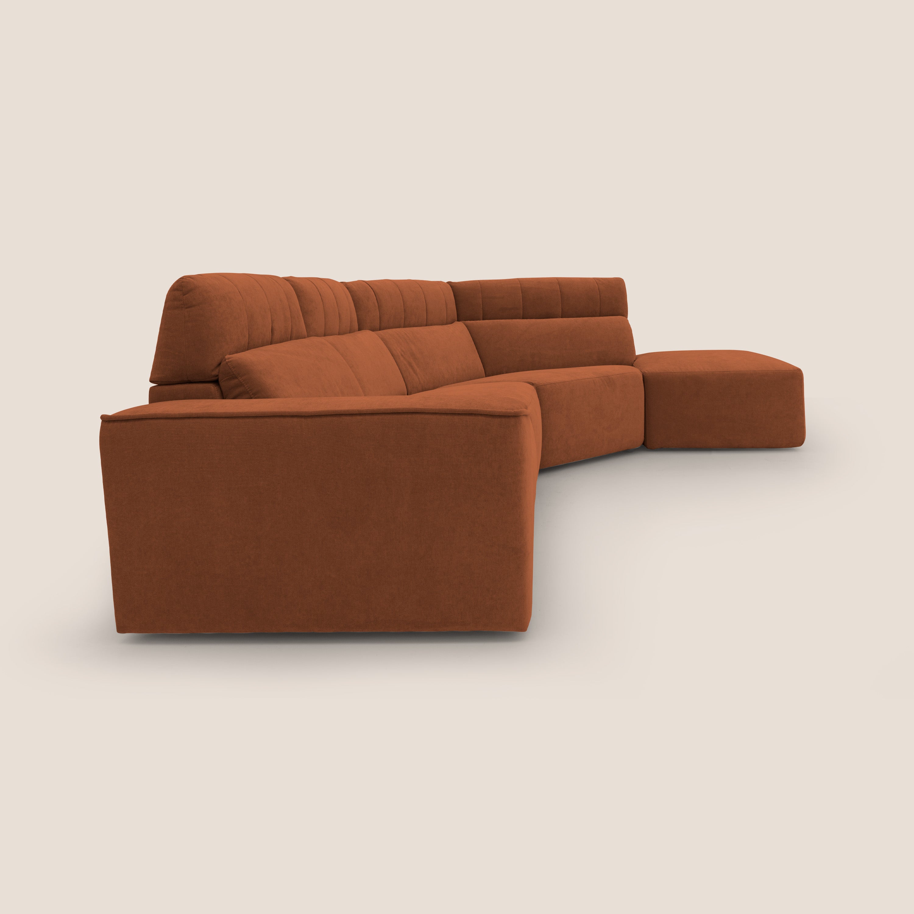 Clark Divano angolare con opzione relax elettrico in tessuto smacchiabile impermeabile T17 arancio - divani.store