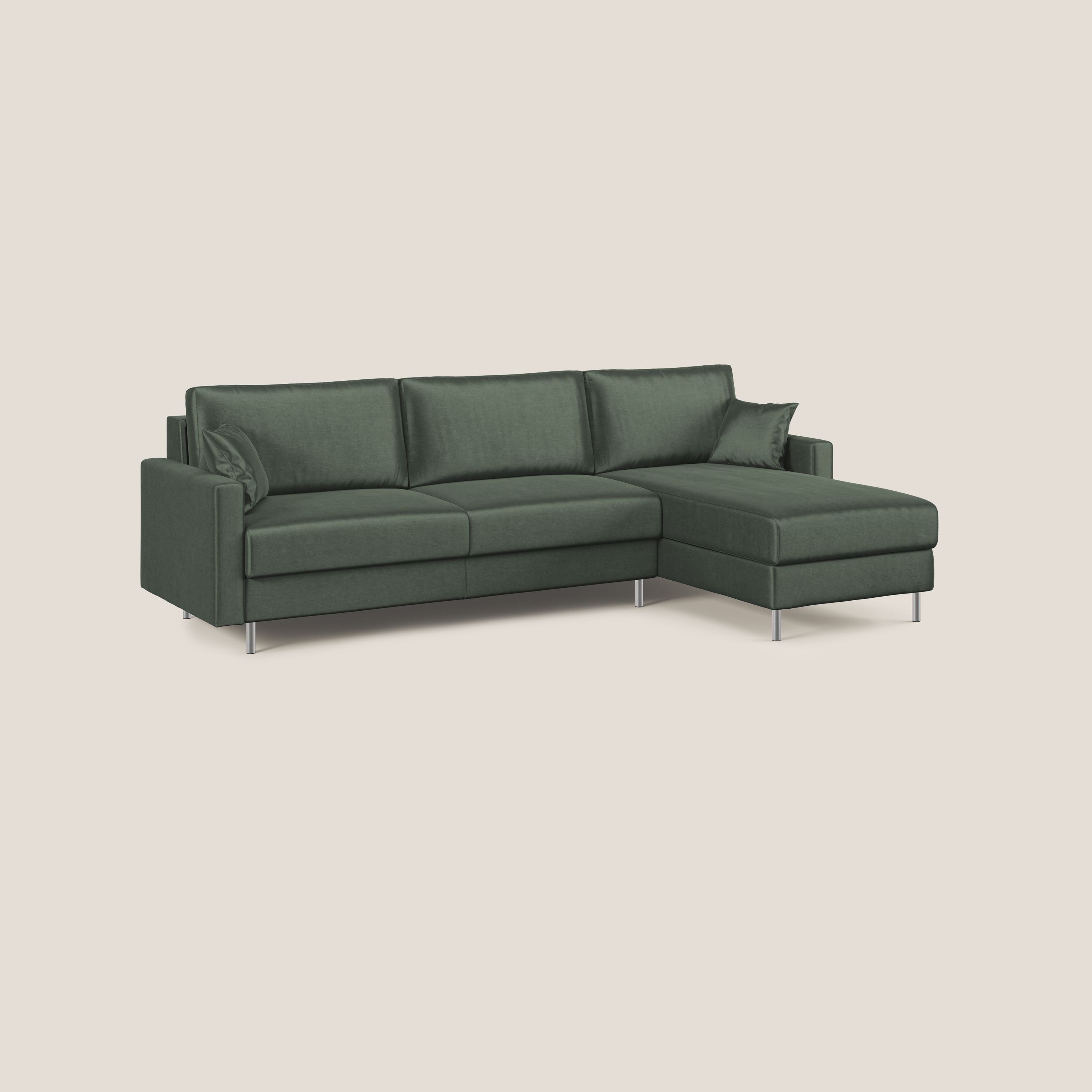 Andromeda divano letto angolare in velluto morbido impermeabile T01 verde - divani.store
