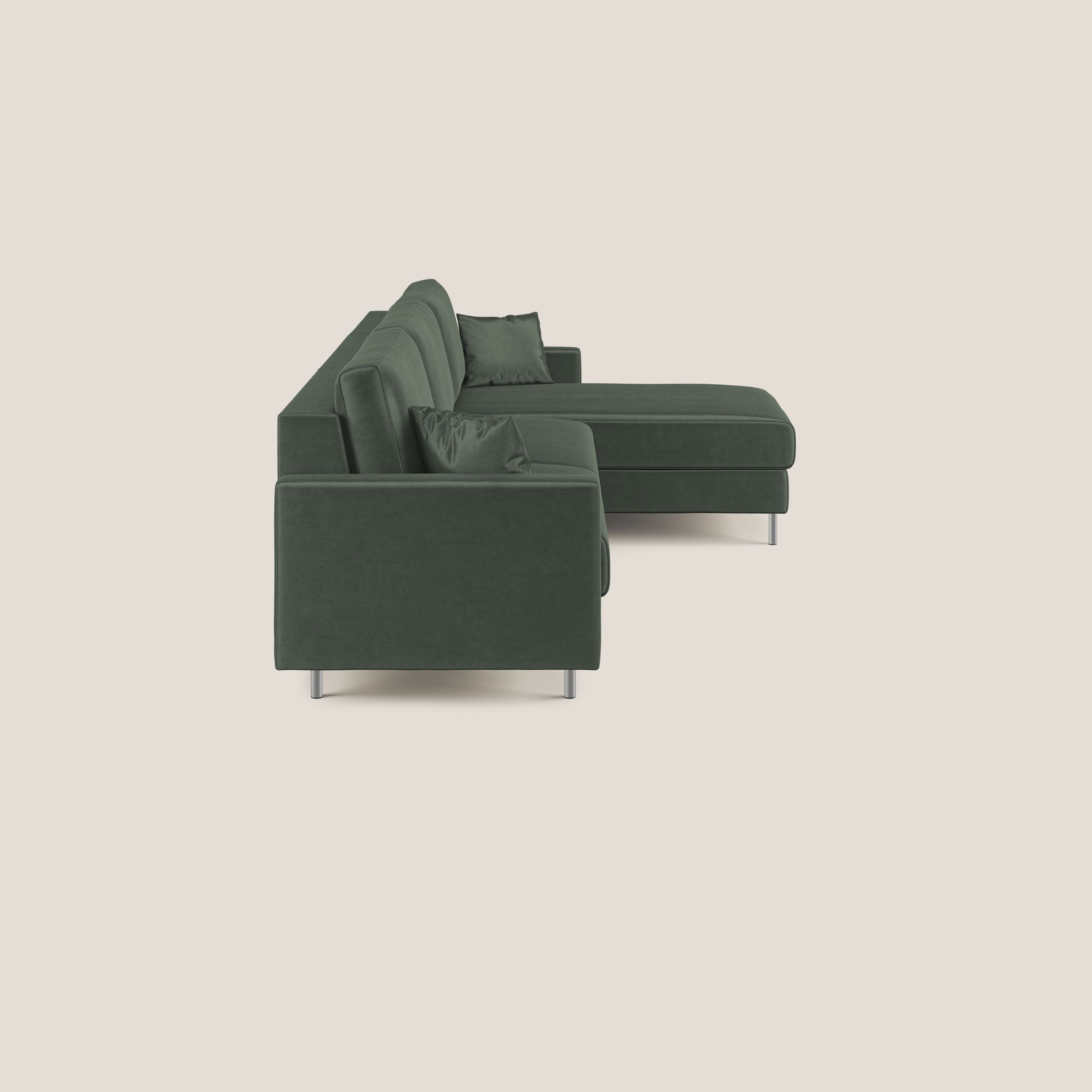 Andromeda divano letto angolare in velluto morbido impermeabile T01 verde - divani.store