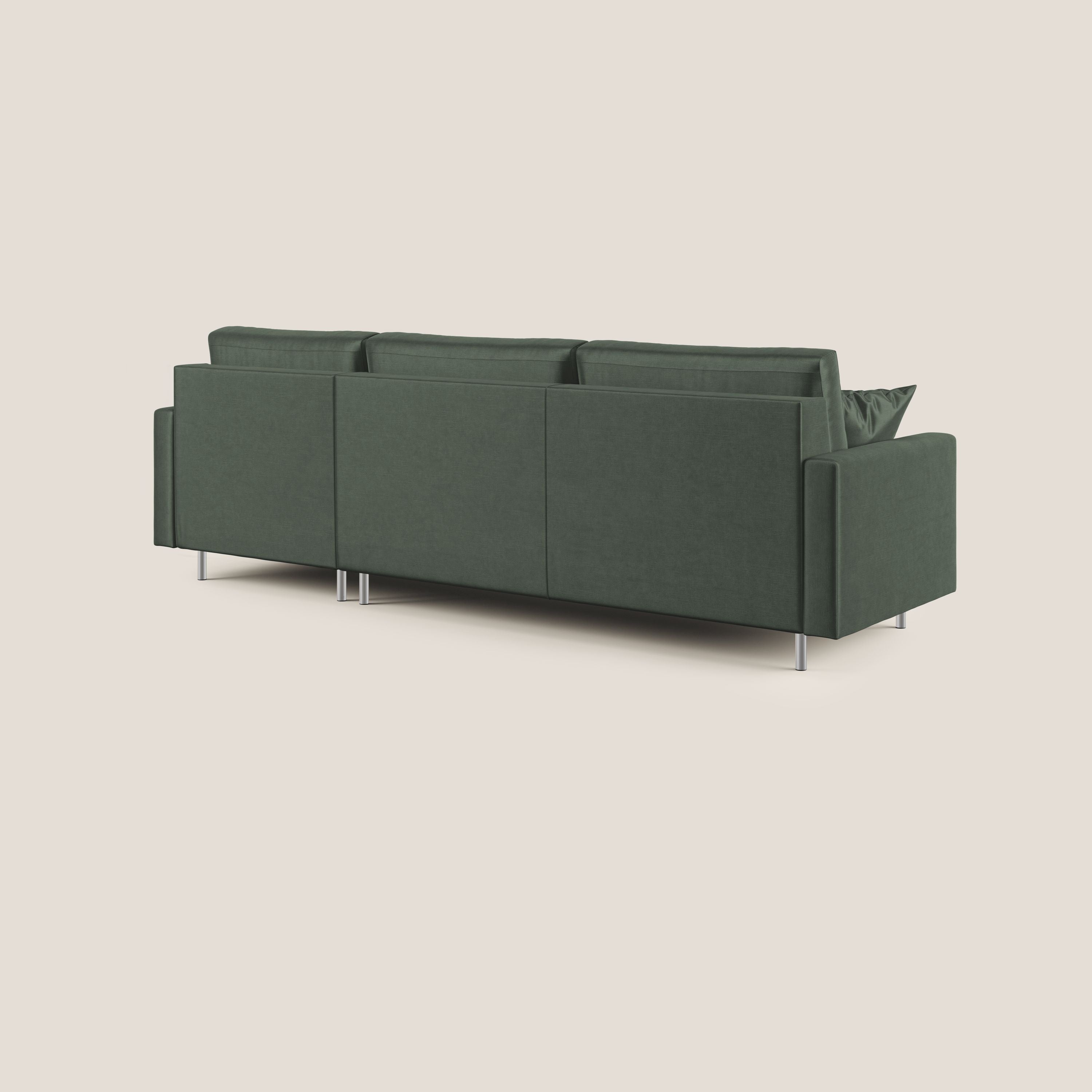 Andromeda divano letto angolare in velluto morbido impermeabile T01 verde - divani.store