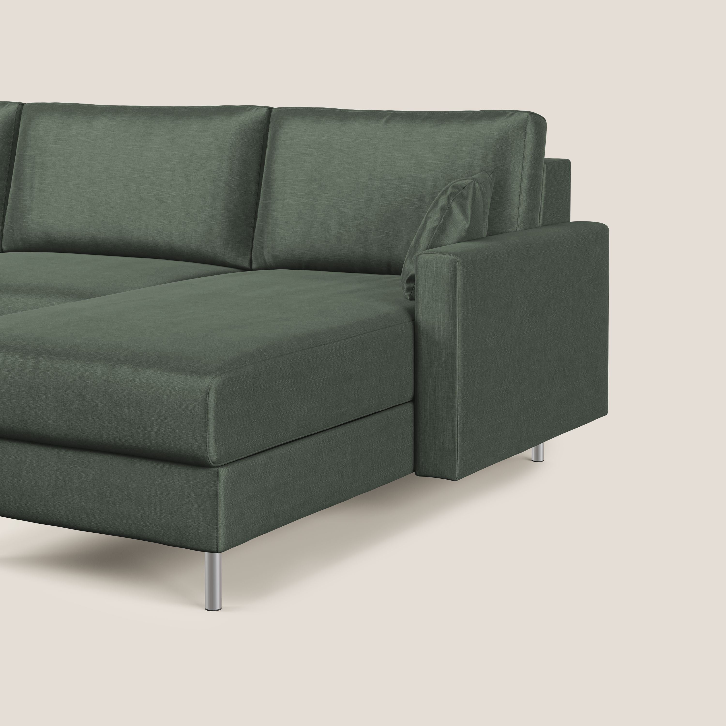 Andromeda divano letto angolare in velluto morbido impermeabile T01 verde - divani.store