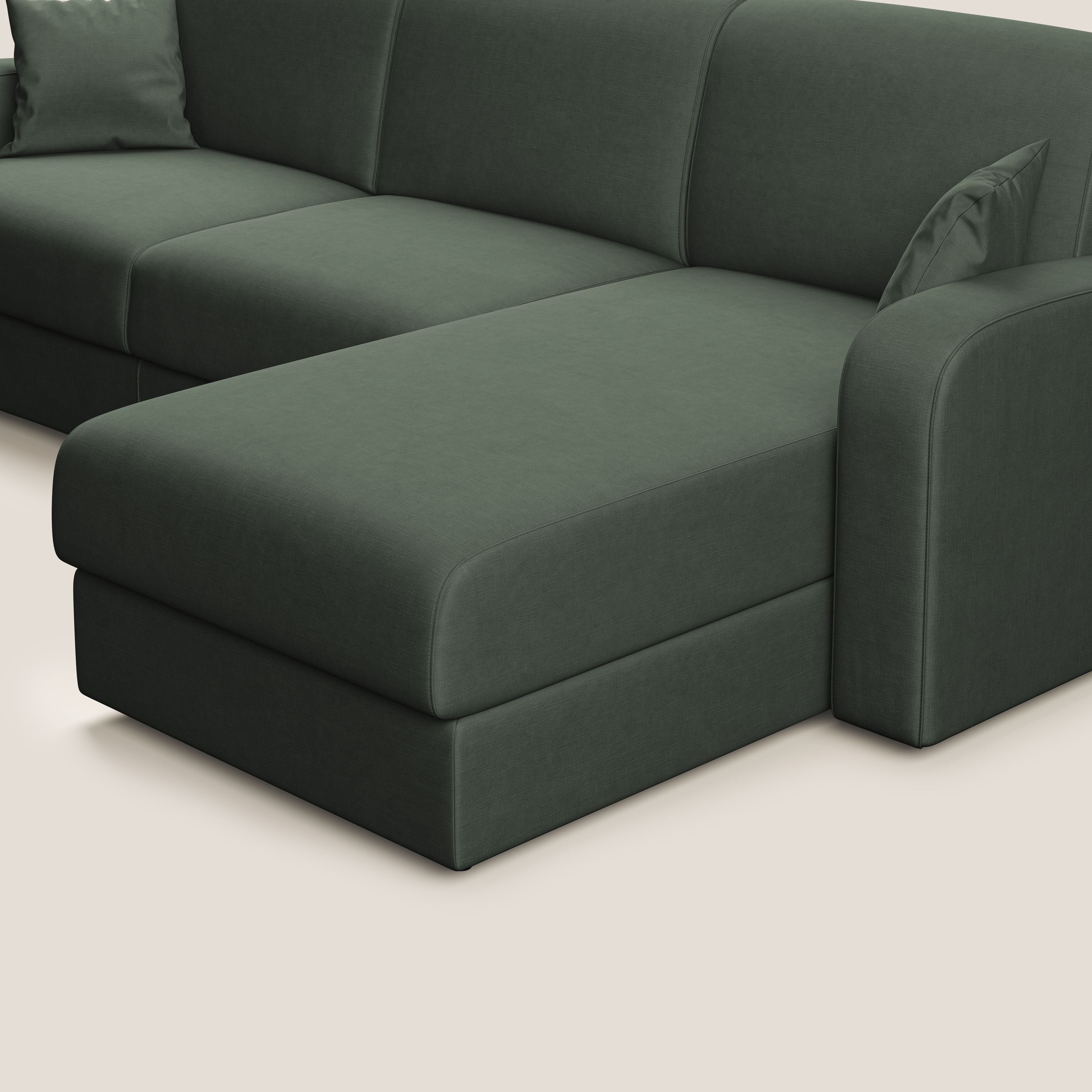 Lebron Divano letto angolare con penisola in velluto morbido T01 verde - divani.store