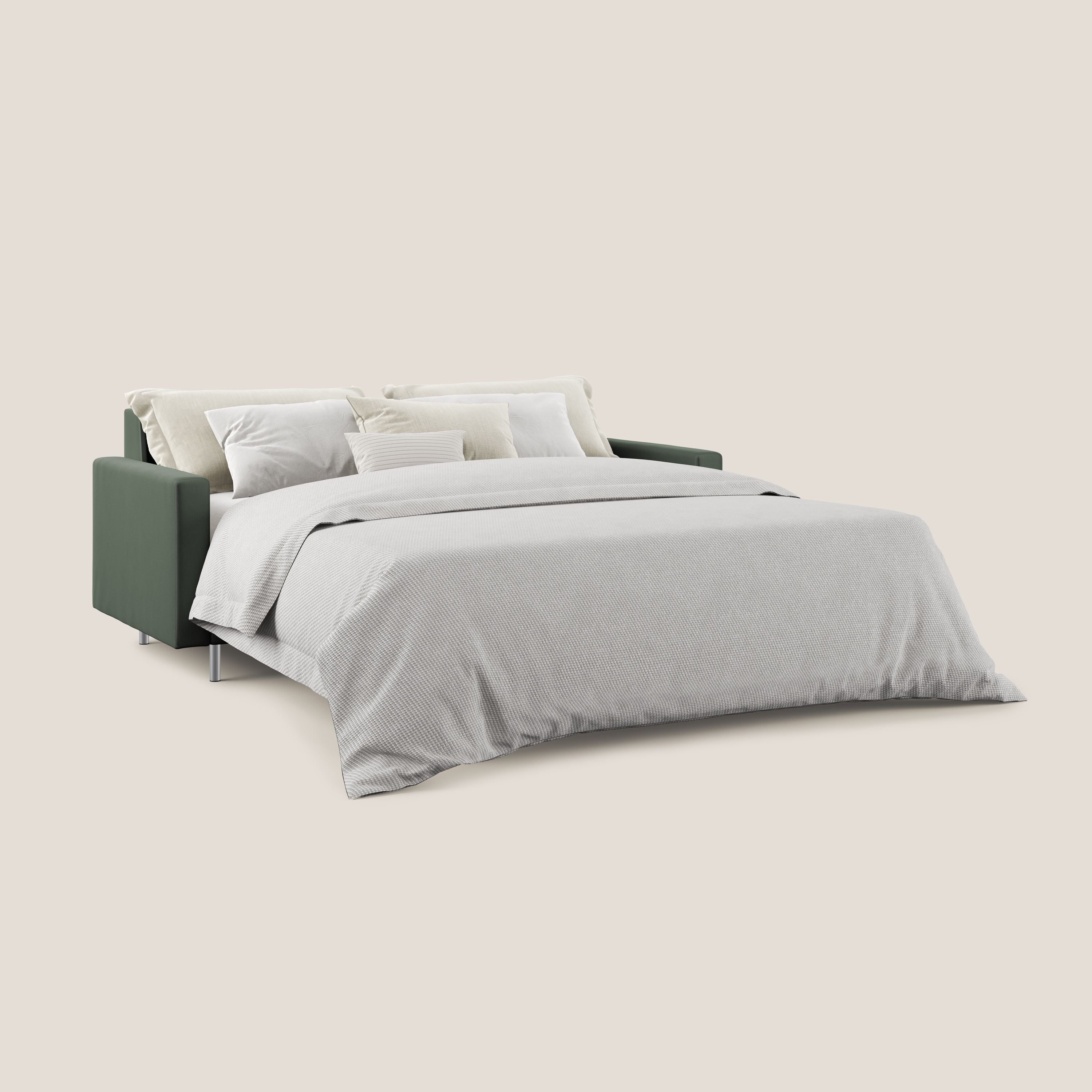 Andromeda divano letto matrimoniale in velluto morbido impermeabile T01 verde - divani.store
