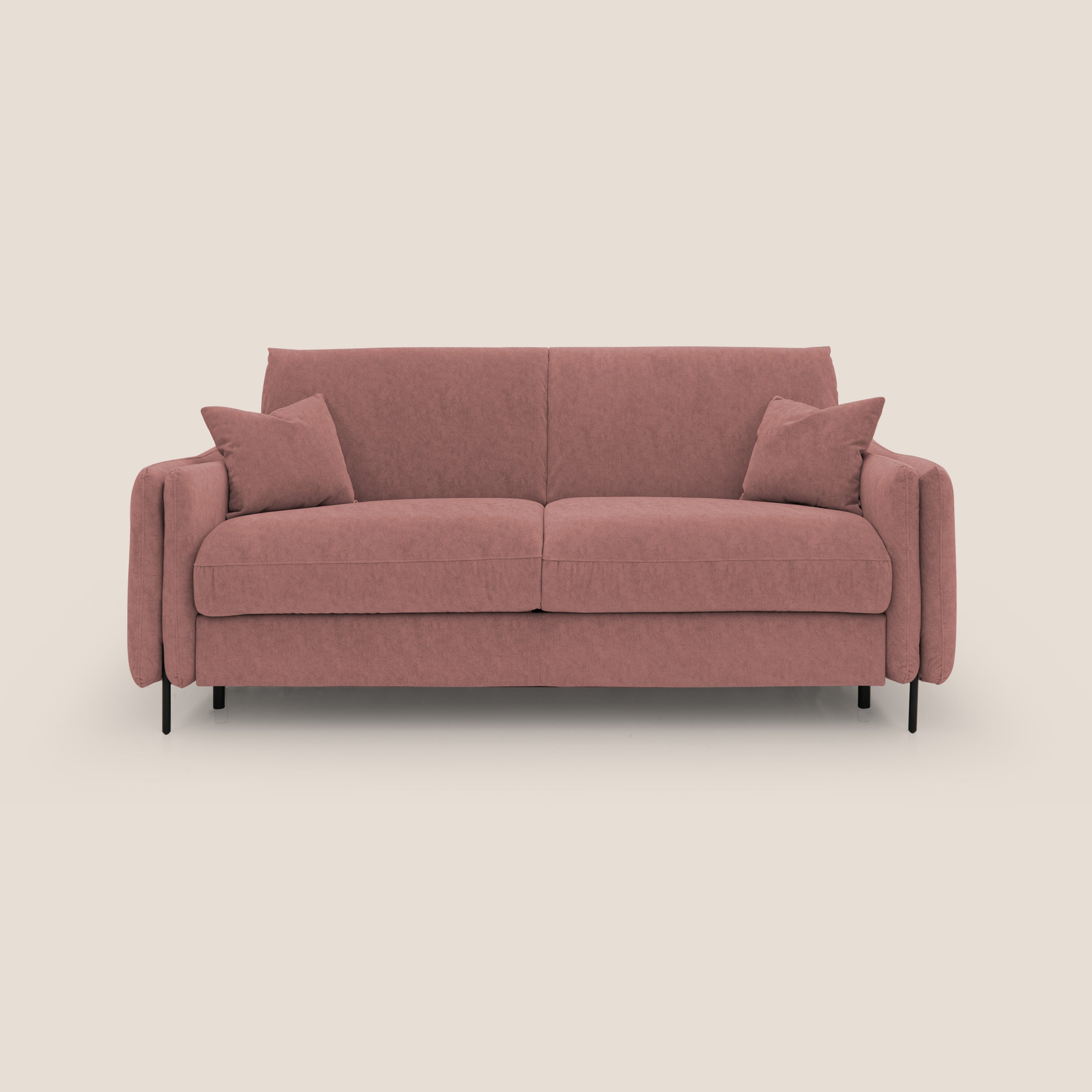 Gregory Divano letto con materasso h18 cm in microfibra effetto velluto impermeabile T09 salmone - divani.store