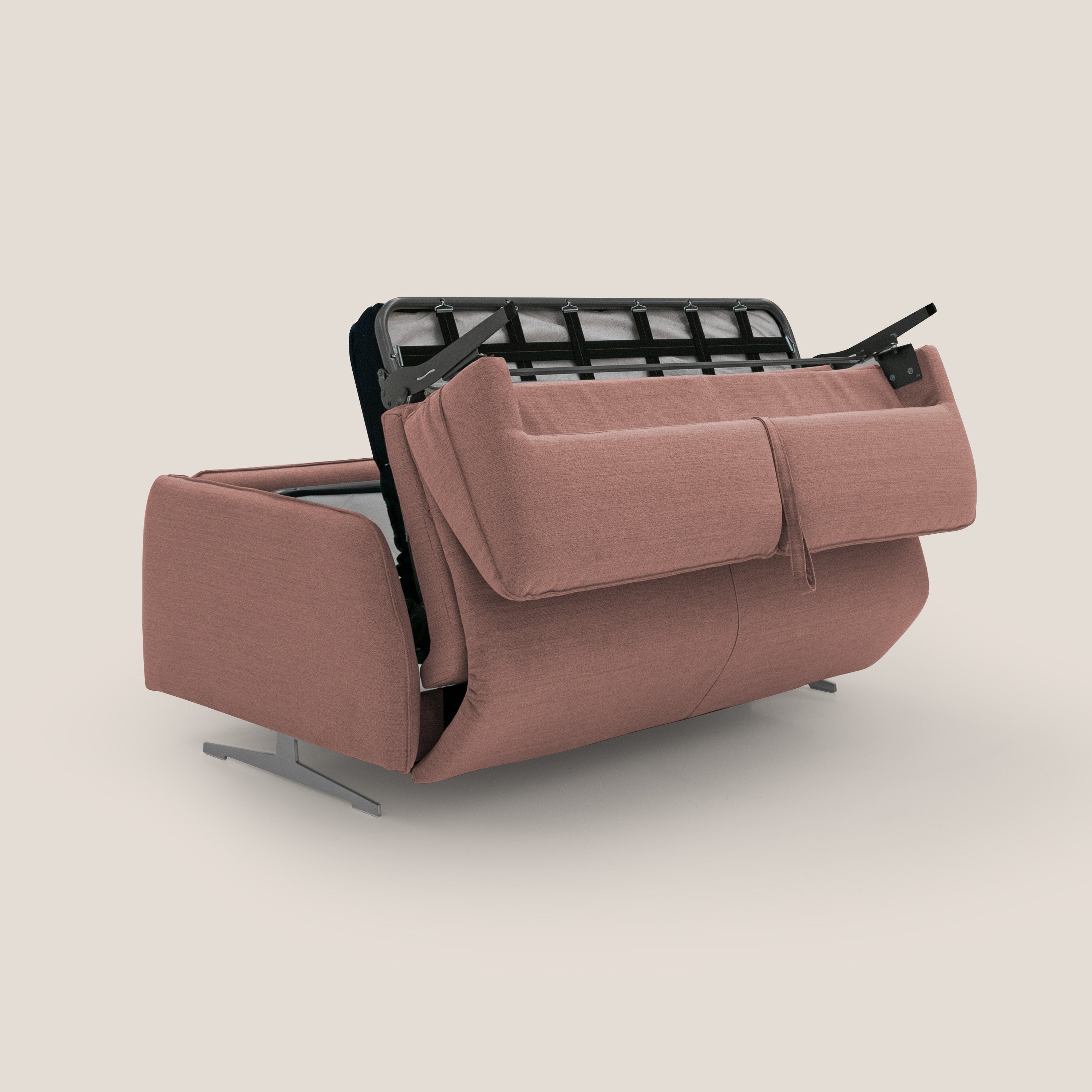 Texas Divano letto matrimoniale moderno in tessuto impermeabile T19 salmone - divani.store