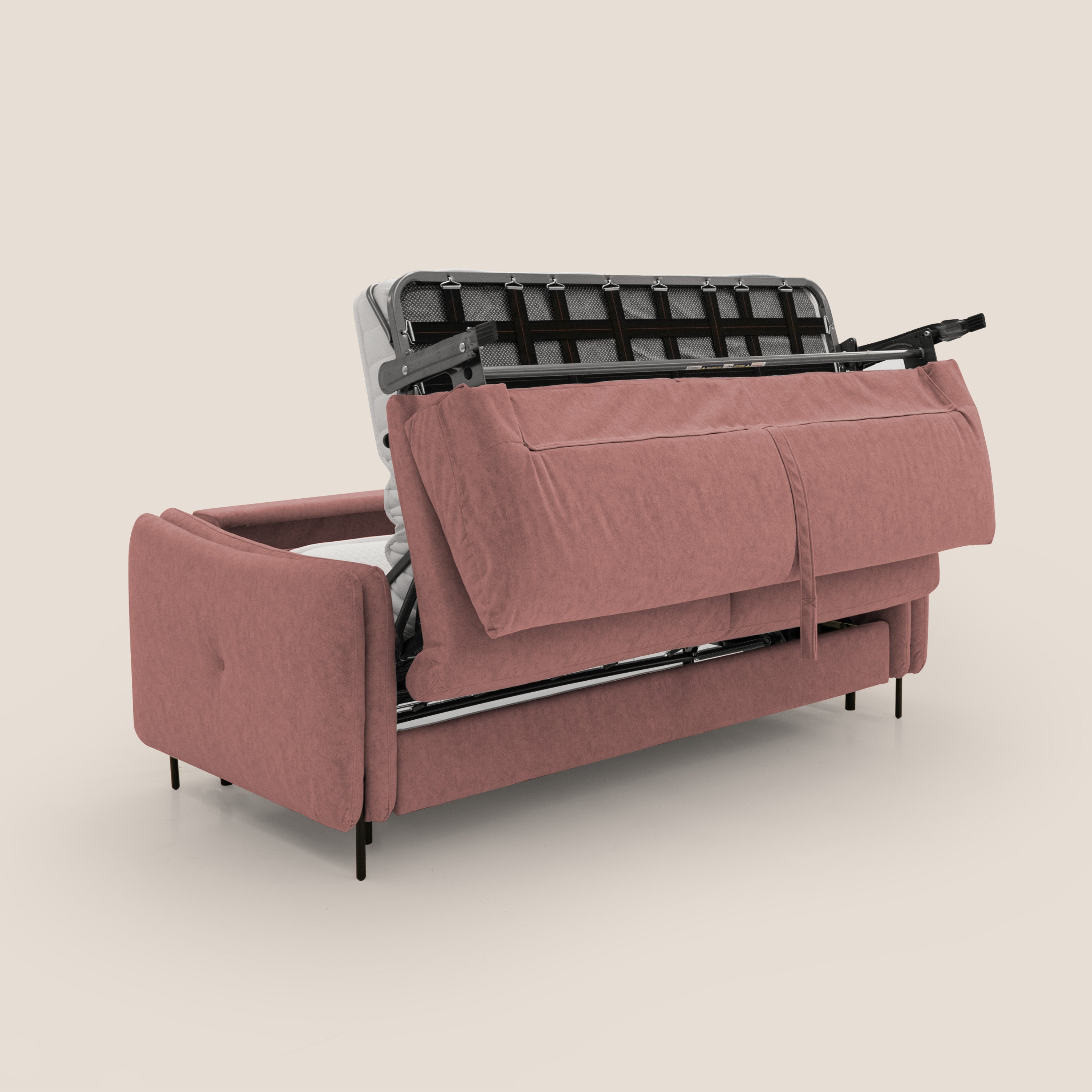 Gregory Divano letto con materasso h18 cm in microfibra effetto velluto impermeabile T09 salmone - divani.store