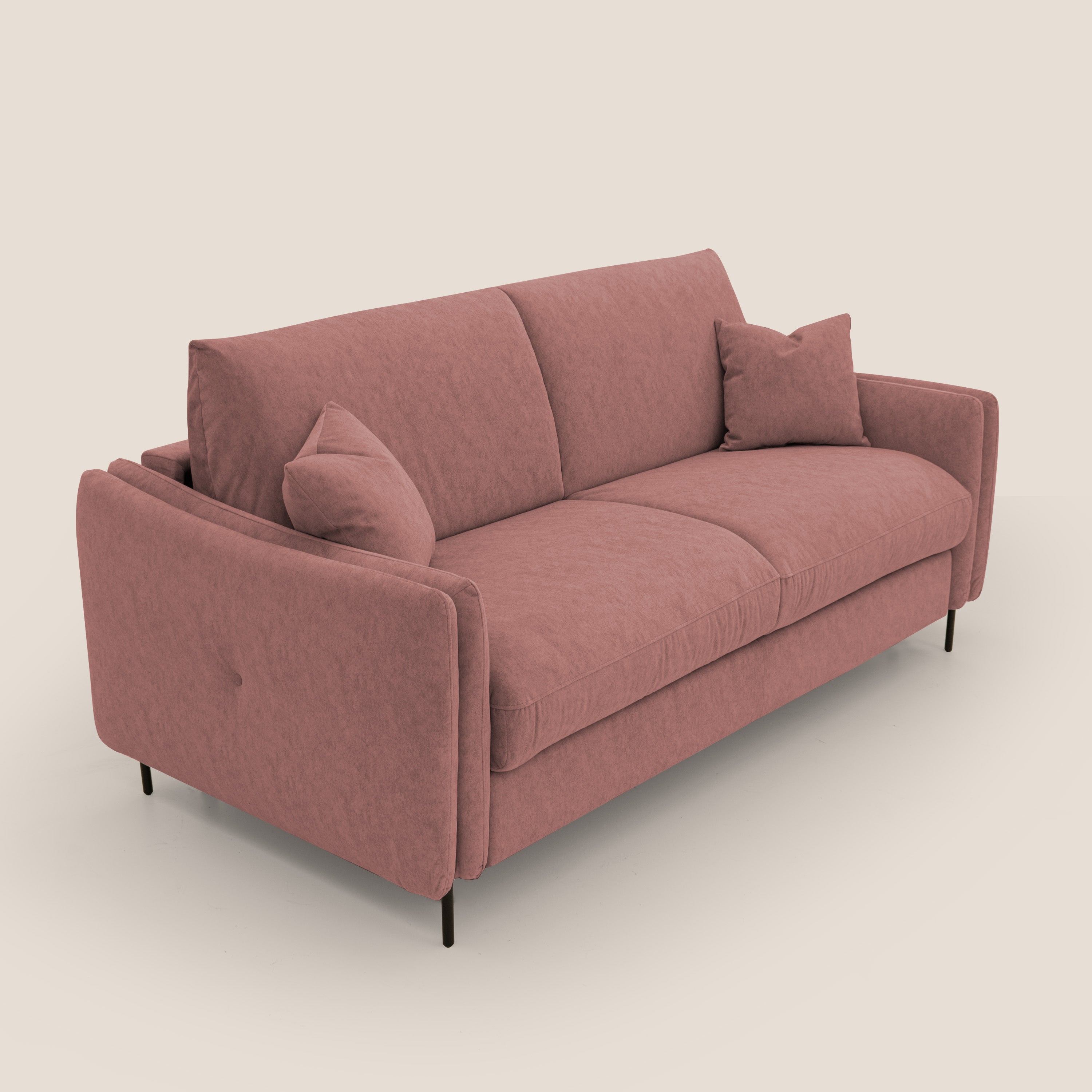 Gregory Divano letto con materasso h18 cm in microfibra effetto velluto impermeabile T09 salmone - divani.store