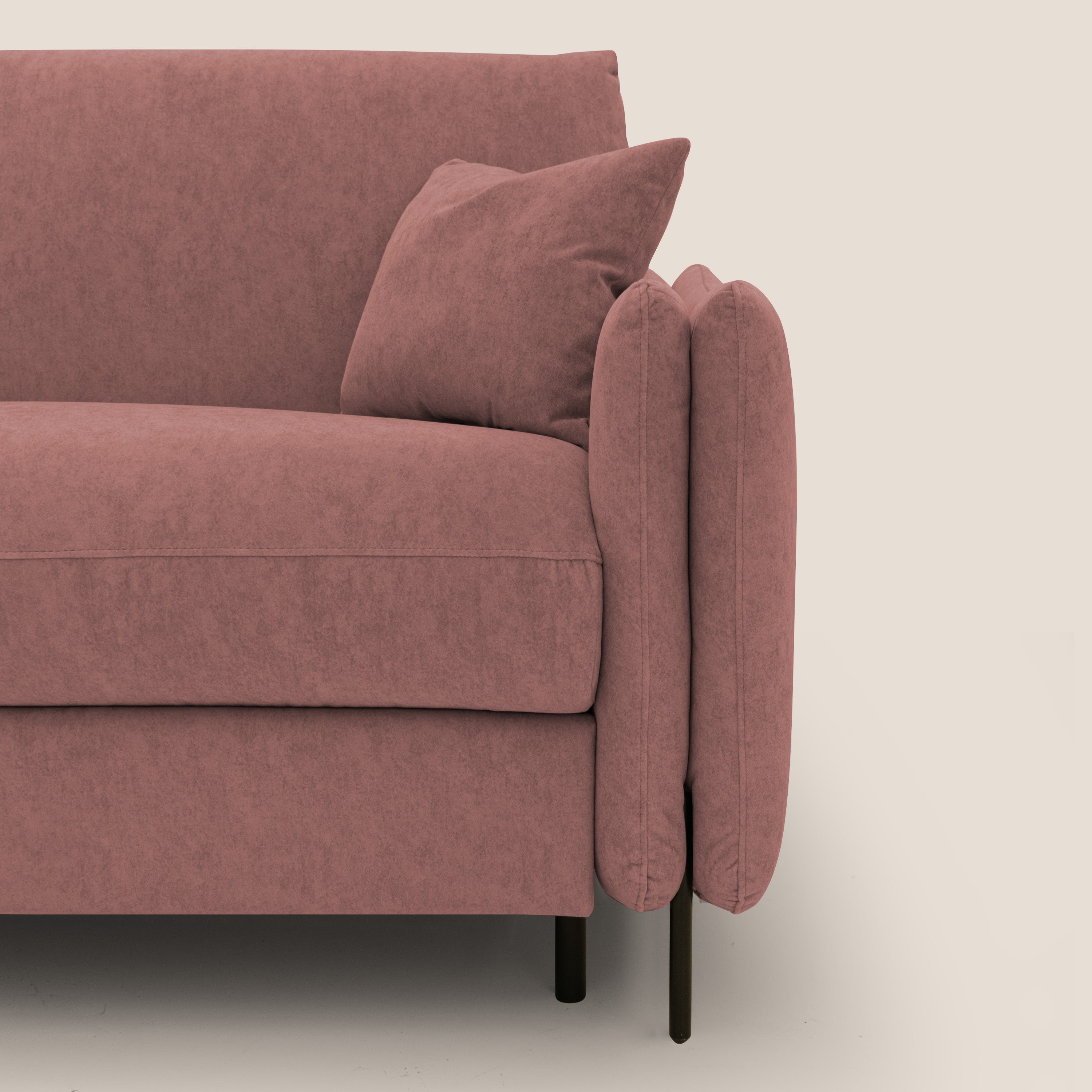 Gregory Divano letto con materasso h18 cm in microfibra effetto velluto impermeabile T09 salmone - divani.store