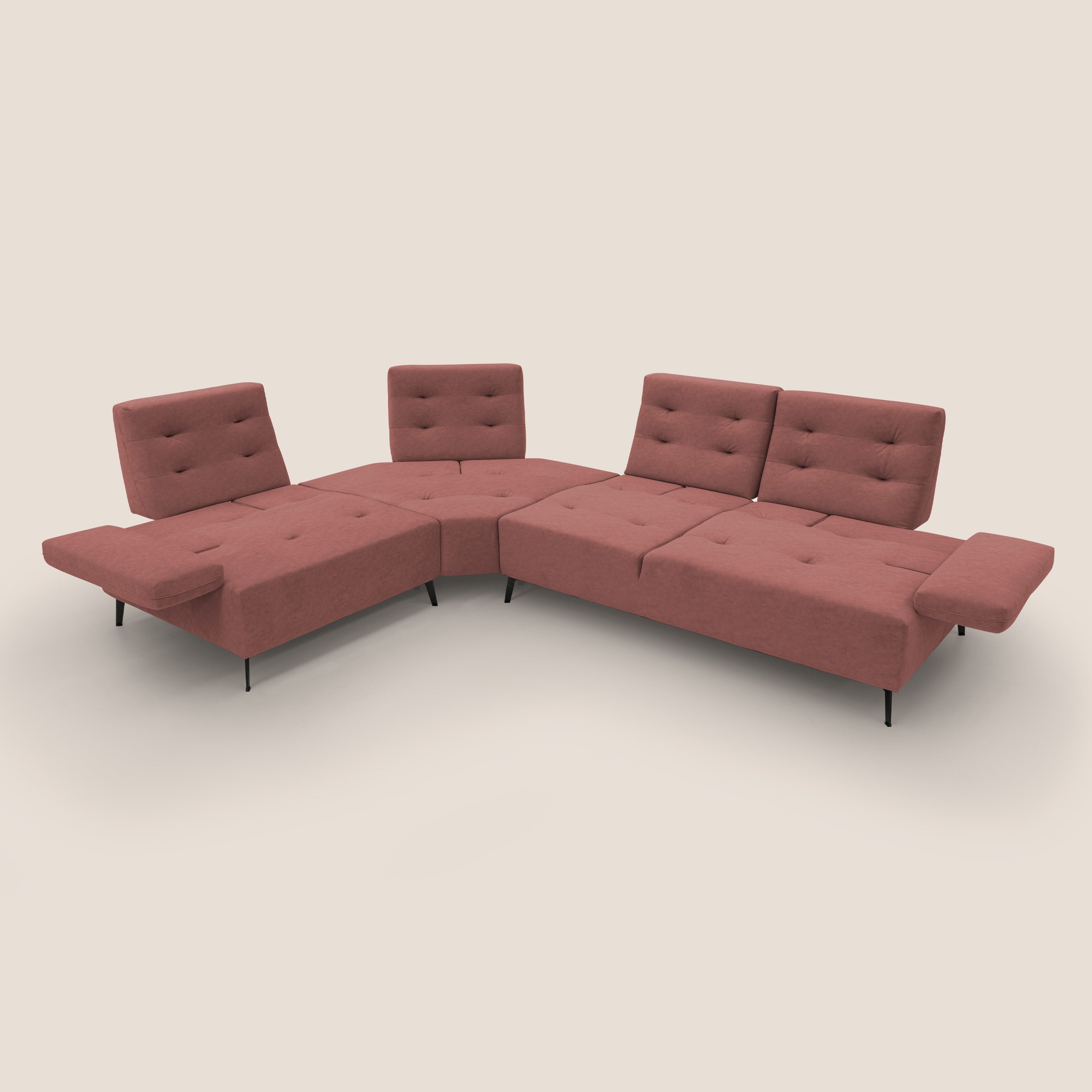 Lugano Divano angolare con schienali traslanti in microfibra effetto velluto T09 - divani.store