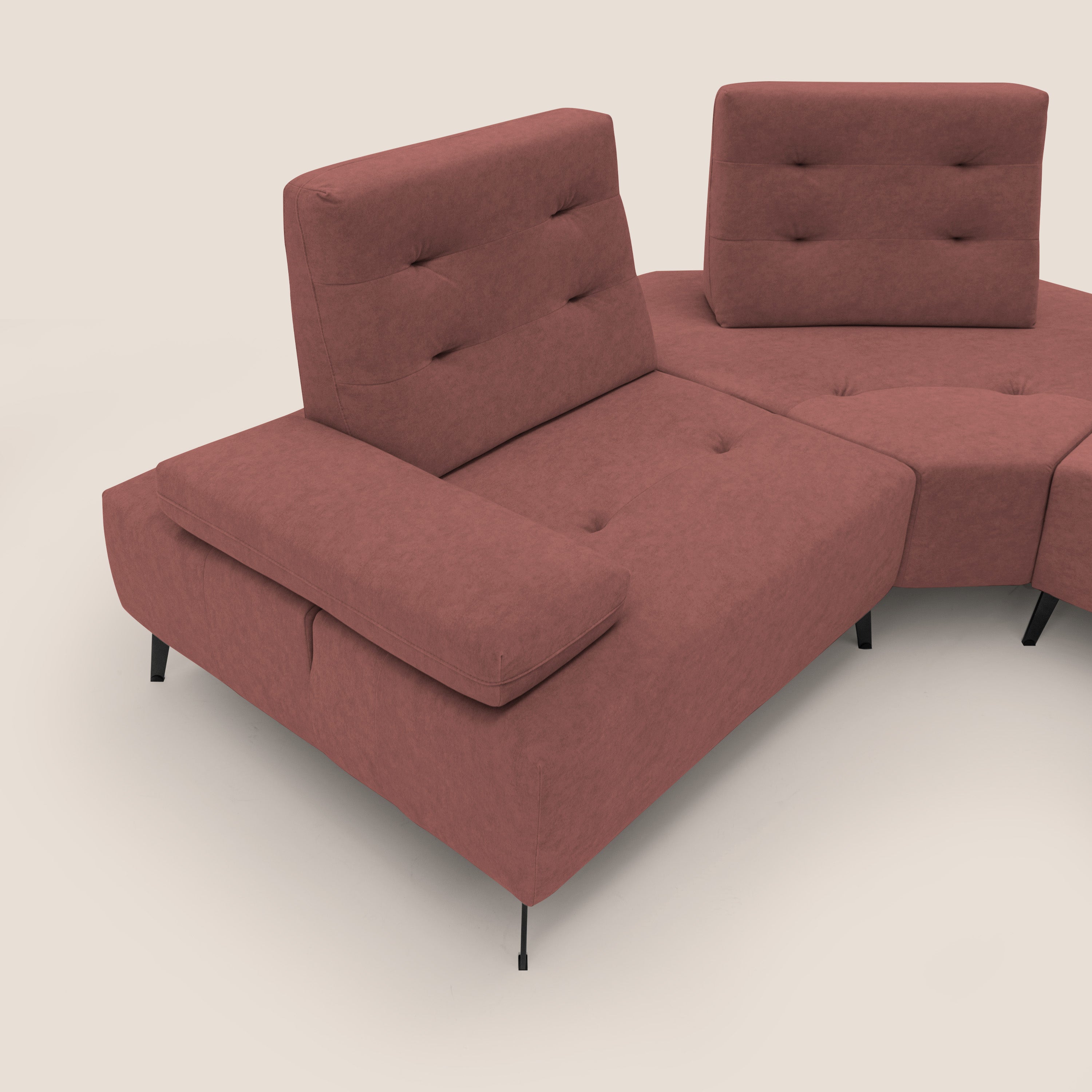 Lugano Divano angolare con schienali traslanti in microfibra effetto velluto T09 - divani.store